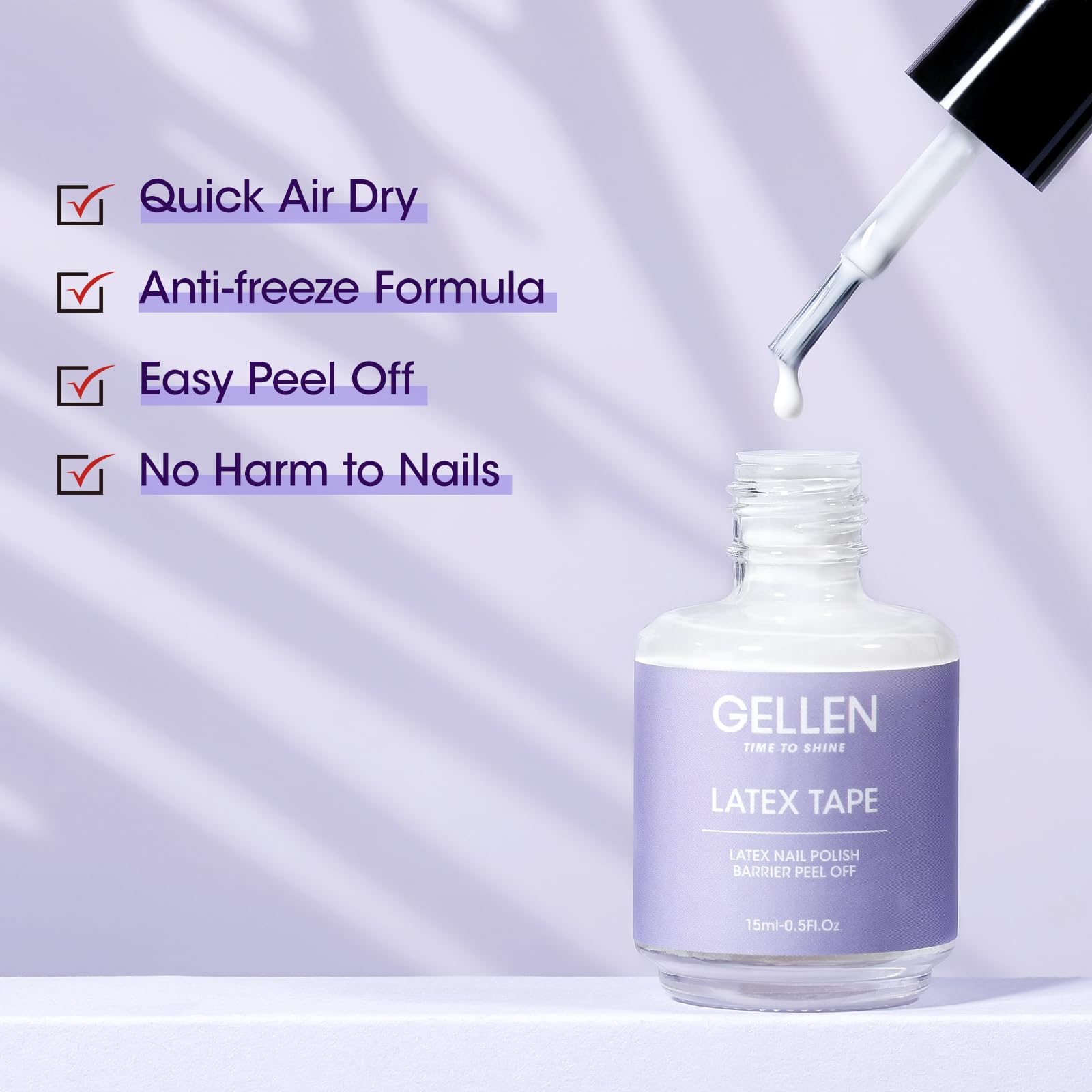 Gellen Liquid Latex for Nails - 15ml Peel Off Cuticle Guard & Nail Polish Protector with Plastic Nail Stick - Nail Art Liquid Latex Tape for Cuticle Protection - Perfect for DIY Manicures, Salon Nail Art & Home Nail Care Gifts for Women