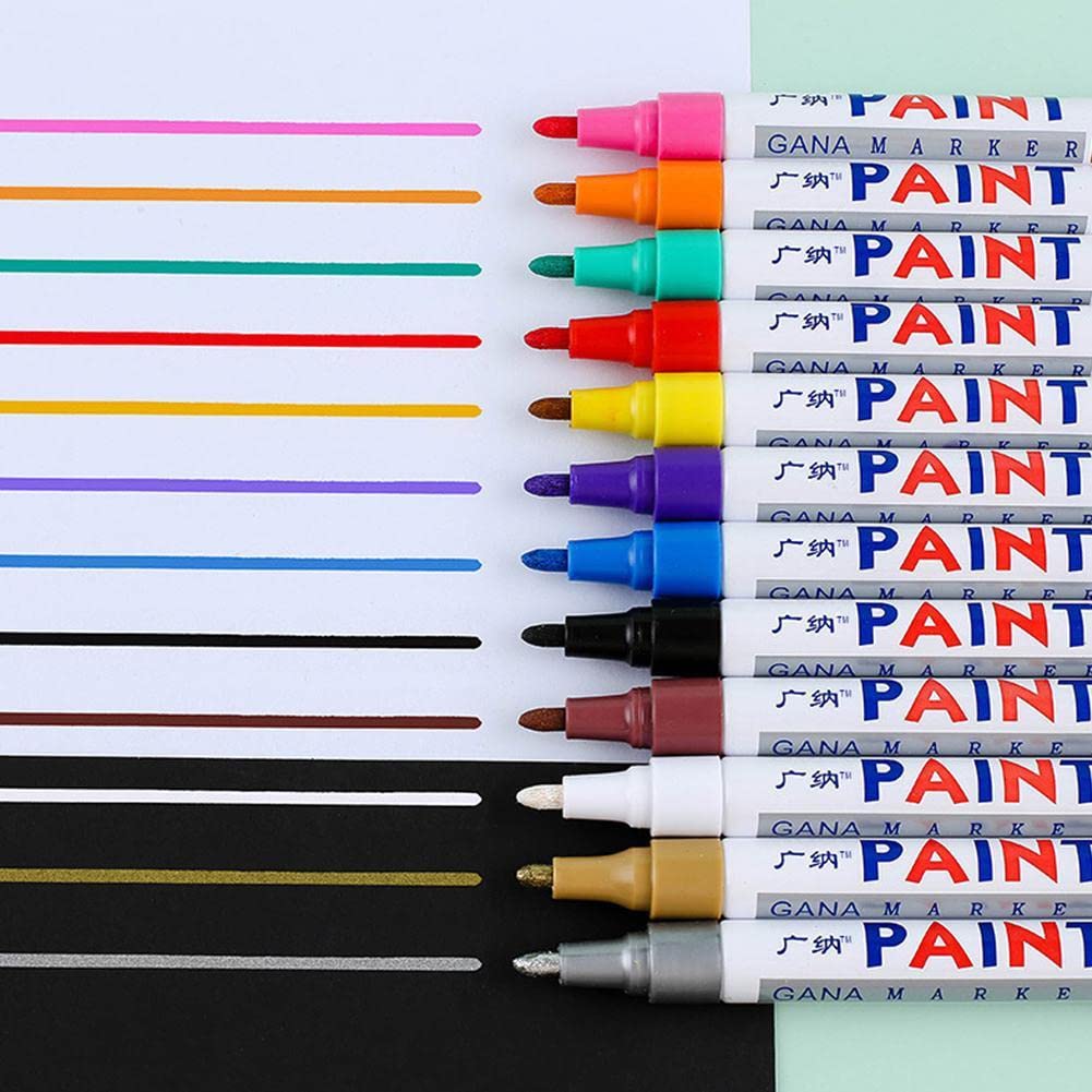 Ryanli Oil Based Paint Marker - White Paint Pen for Art, Rock Painting, Ceramic, Glass & Wood | Quick Dry, Waterproof Paint Marker for Stone, Metal, Tire & Graffiti | 1PC Black Marker for DIY Crafts & Home Decor Projects
