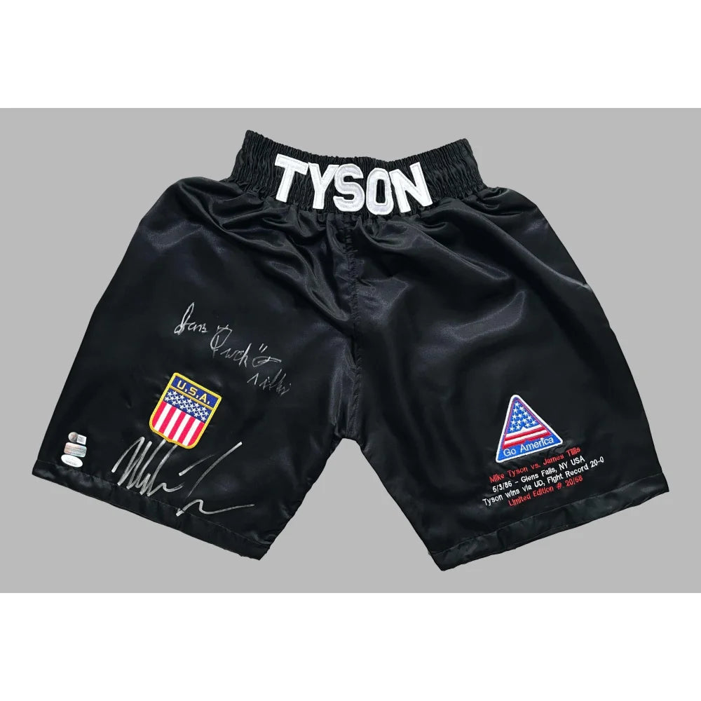 Mike Tyson vs. James Quick Tillis Dual Signed Boxing Glove - Limited Edition 20/58 - Authentic Collectible for Boxing Fans & Sports Memorabilia - Perfect for Man Cave, Sports Bar Decor, or Gift for Fight Fans