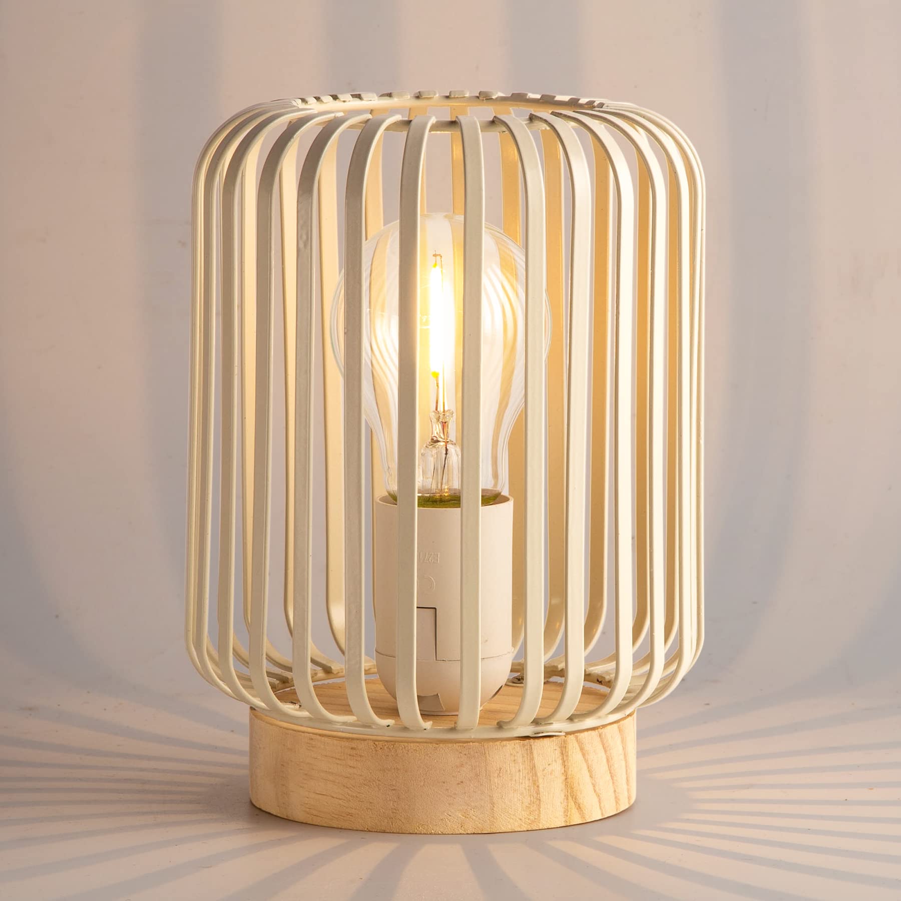 Battery Operated Table Lamp - Metal Cage Cordless Bedside Lamp with Timer, Battery Powered Night Light for Living Room, Bedroom, Wedding, Party, Patio - Indoor & Outdoor Use, Perfect for Reading, Camping, and Emergency Lighting