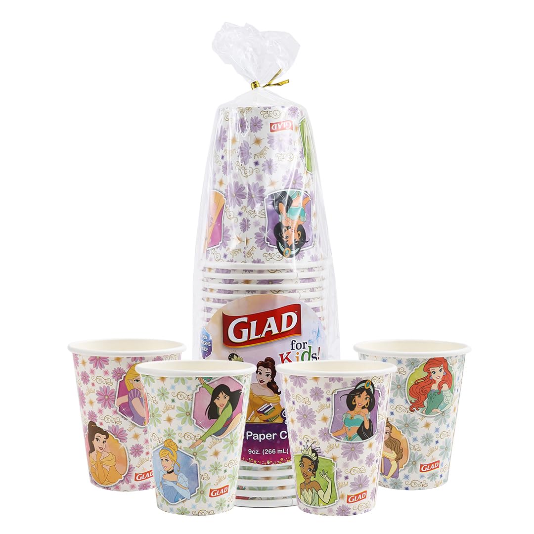 Disney Princess 9oz Paper Cups for Kids - 24 Count | BPA-Free Snack Cups for Juice, Milk & Party Favors | Durable Kid-Friendly Cups for Home, School & Birthday Parties