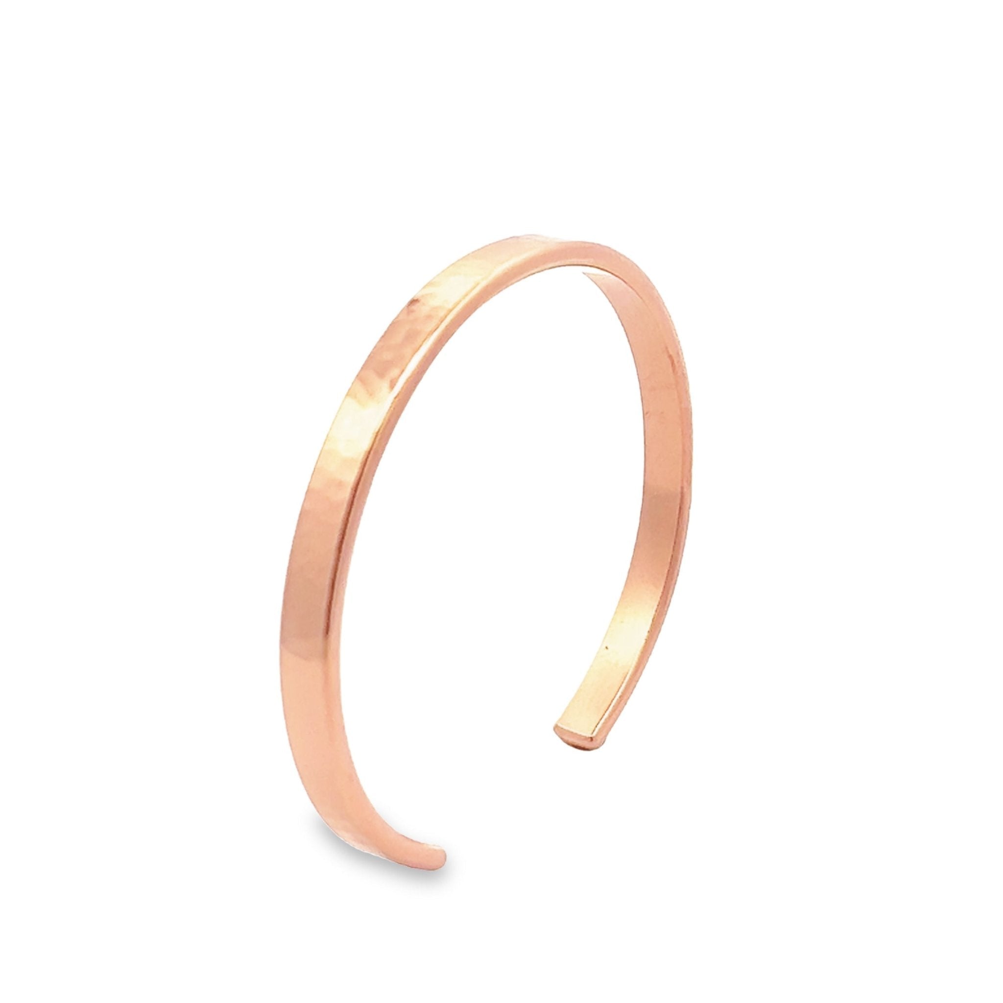 Men's Hammered Copper Cuff Bracelet - 5mm Wide Handmade Bangle for Casual & Formal Wear - Perfect Gift for Him