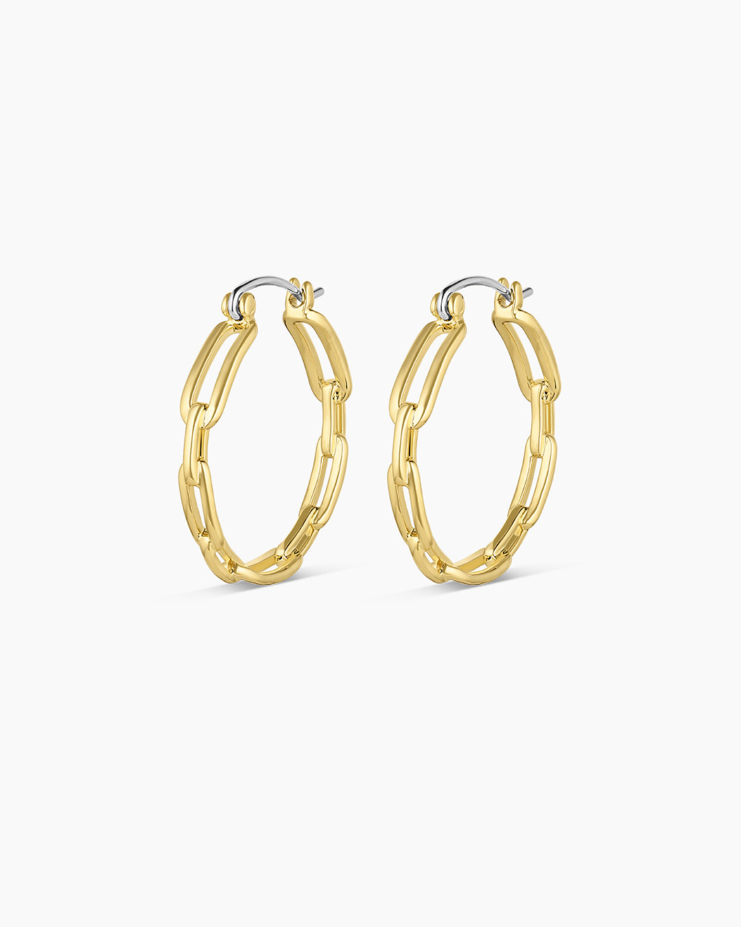 Parker Link Hoops Earrings for Women - 14K Gold Plated Dainty Chain Hoop Earrings - Trendy Minimalist Jewelry for Everyday Wear, Date Night & Special Occasions