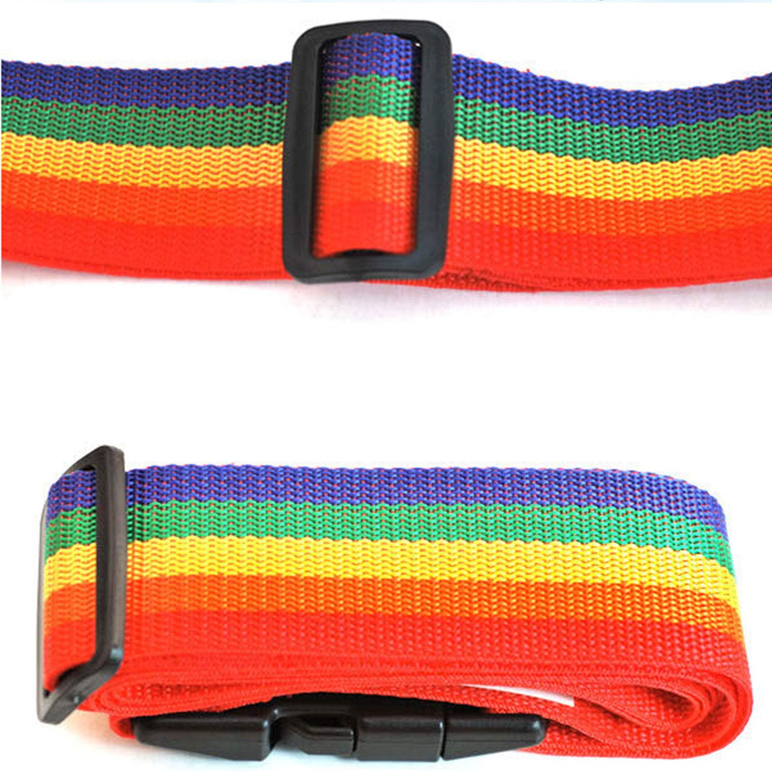 Adjustable Luggage Strap for Suitcase - Heavy Duty Travel Baggage Belt with Secure Locking Buckle, Rainbow Color - Perfect for Airplane, Train & Cruise Packing Organization