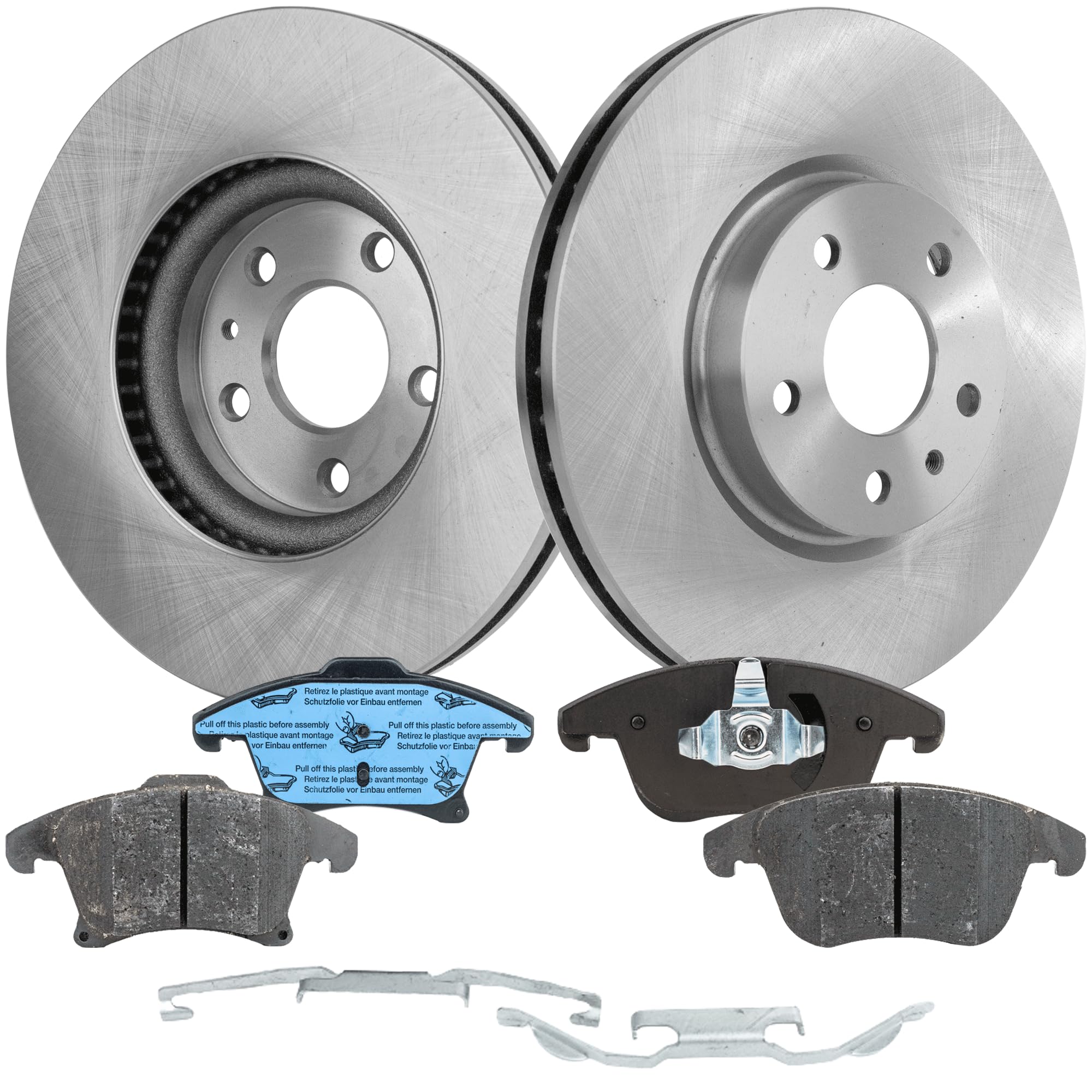 High-Performance Front Brake Disc and Pad Kit for 2013-2020 Ford Fusion & 2013-2016 Lincoln MKZ - Natural Cast Iron - Perfect for City Driving and Highway Commuting