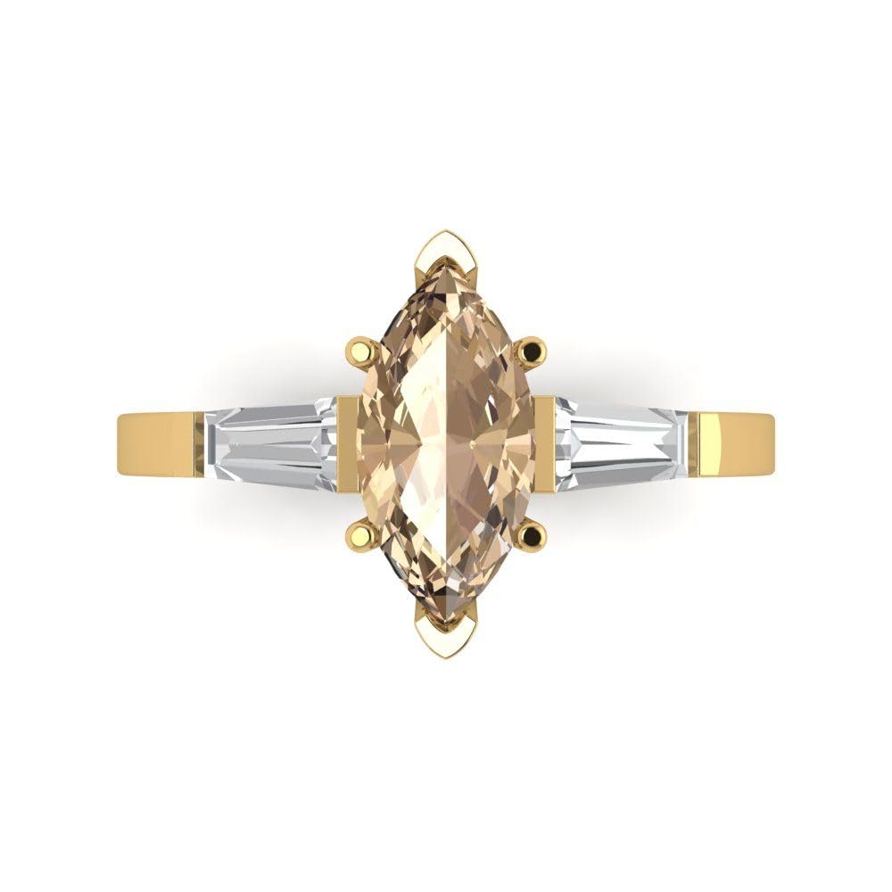 Clara Pucci 2ct Marquise Moissanite Ring - 14k Gold for Bridal & Anniversary