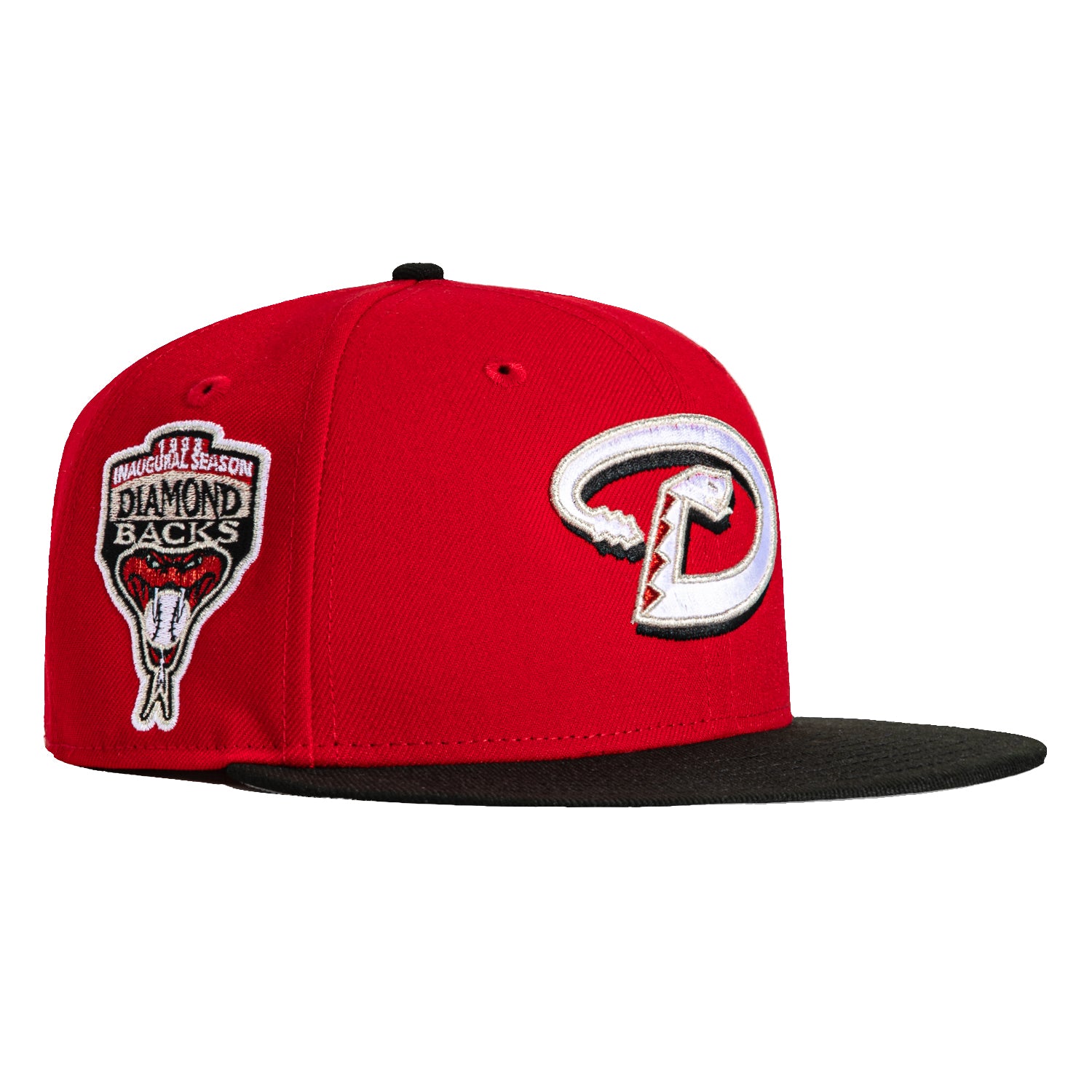 New Era 59Fifty Arizona Diamondbacks Inaugural Patch Snapback Hat - Red & Black Baseball Cap for Men & Women | Perfect for MLB Games, Sports Events & Casual Wear