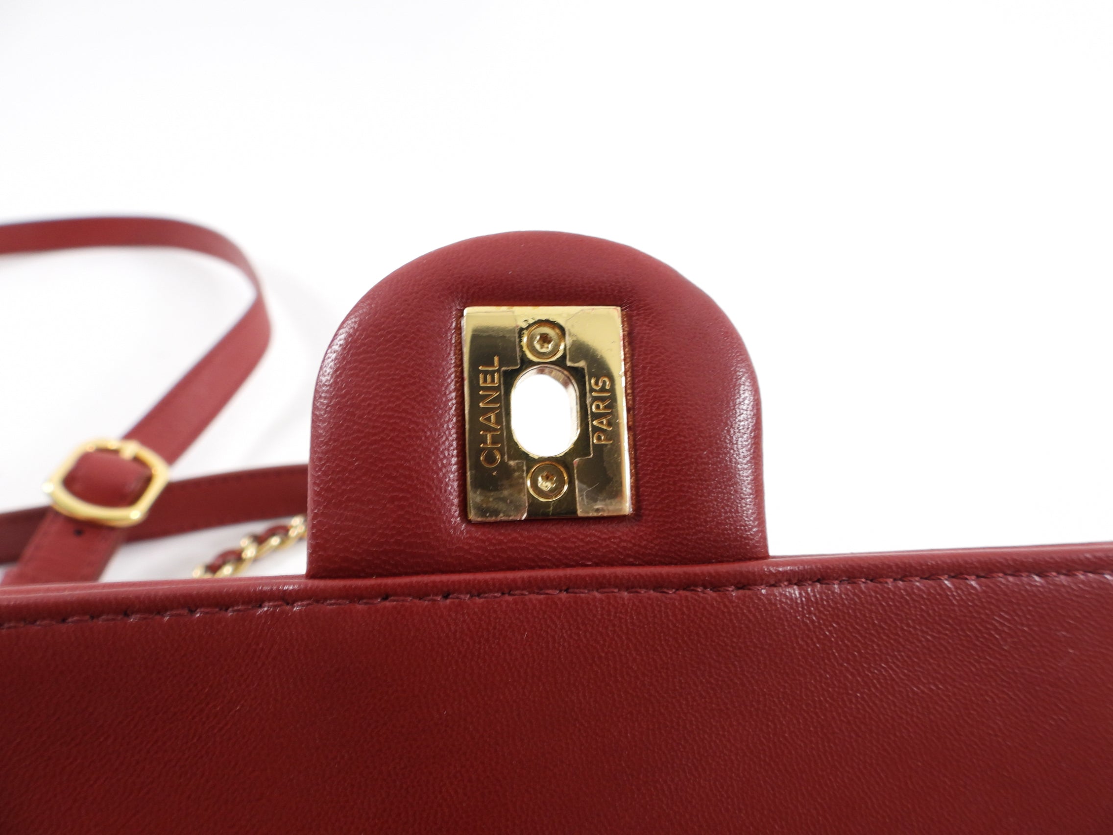 Chanel Red Leather Chain Around Two-Way Flap Shoulder Bag - Luxury Handbag for Women, Perfect for Evening Parties & Date Nights