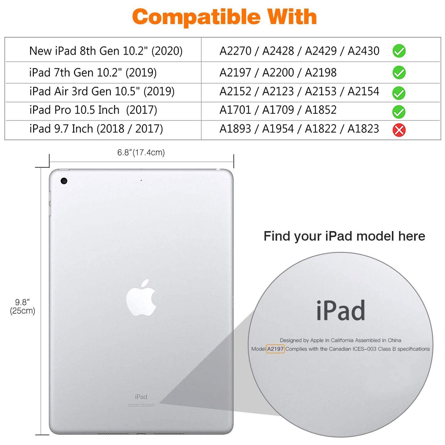 Premium PU Leather iPad Case for iPad 8th Gen (2020)/7th Gen (2019), iPad Air 3 10.5