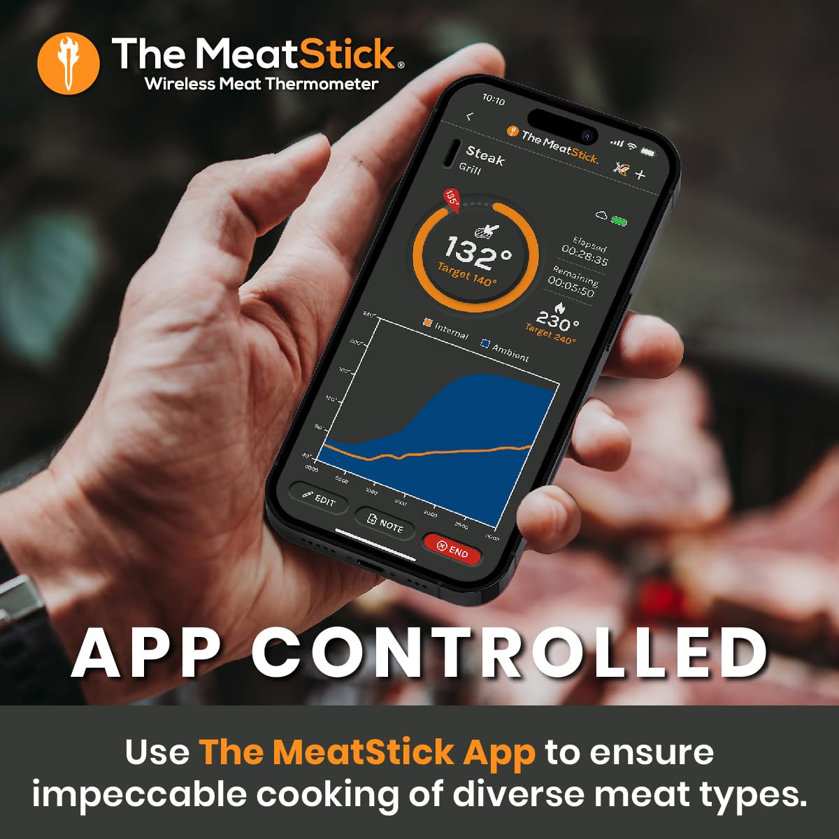 MeatStick WiFi Pro Set - 2-Probe Smart Wireless Meat Thermometer with Bluetooth | Unlimited Range Digital Food Probe for Smoking, Grilling, BBQ, Air Fryer, Deep Frying, Oven & Rotisserie | Perfect for Home Chefs & Outdoor Cooking Enthusiasts
