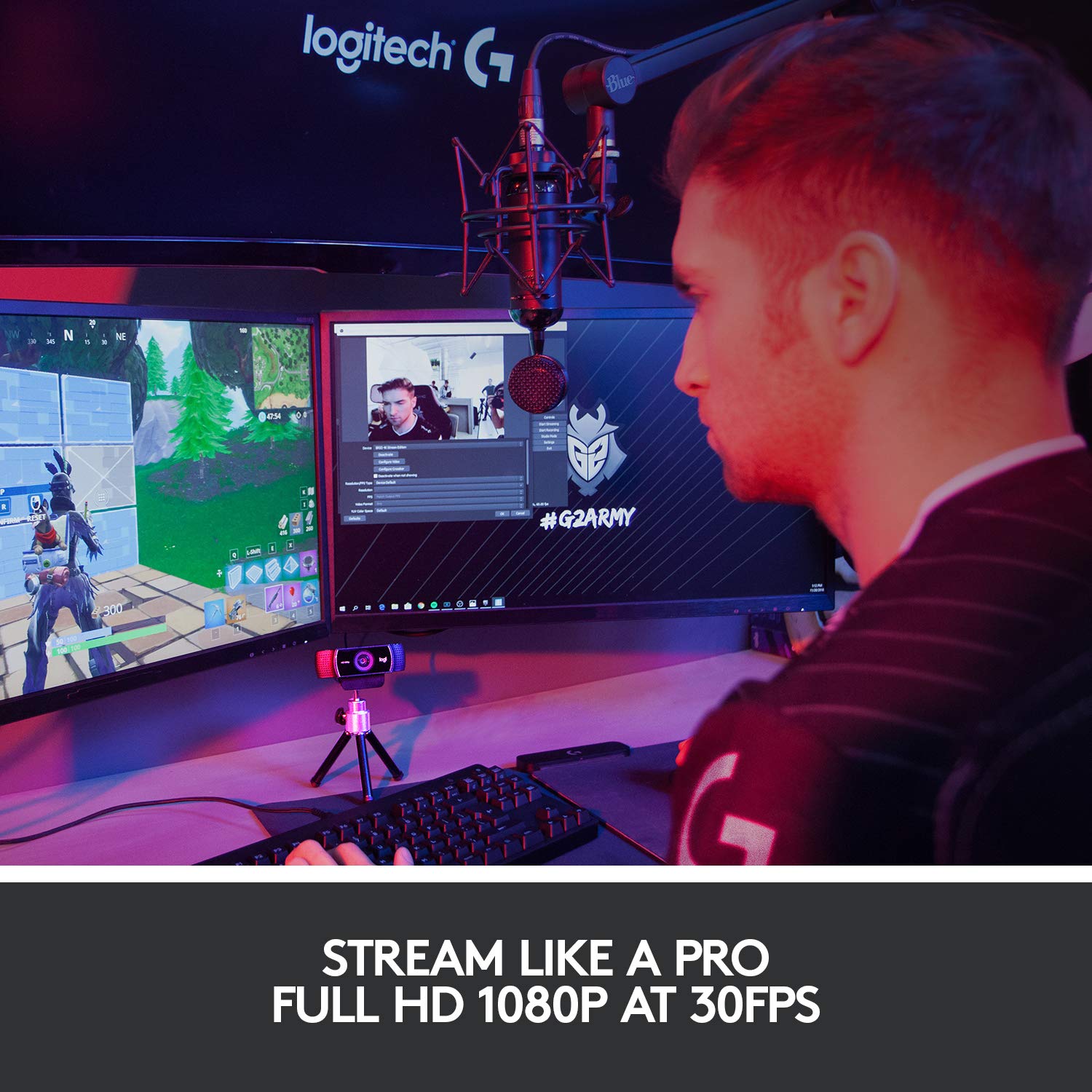 Logitech C922 Pro HD 1080p Streaming Webcam with Microphone & H540 USB Wired Gaming Headset - Perfect for Live Streaming, Video Calls, and Online Gaming
