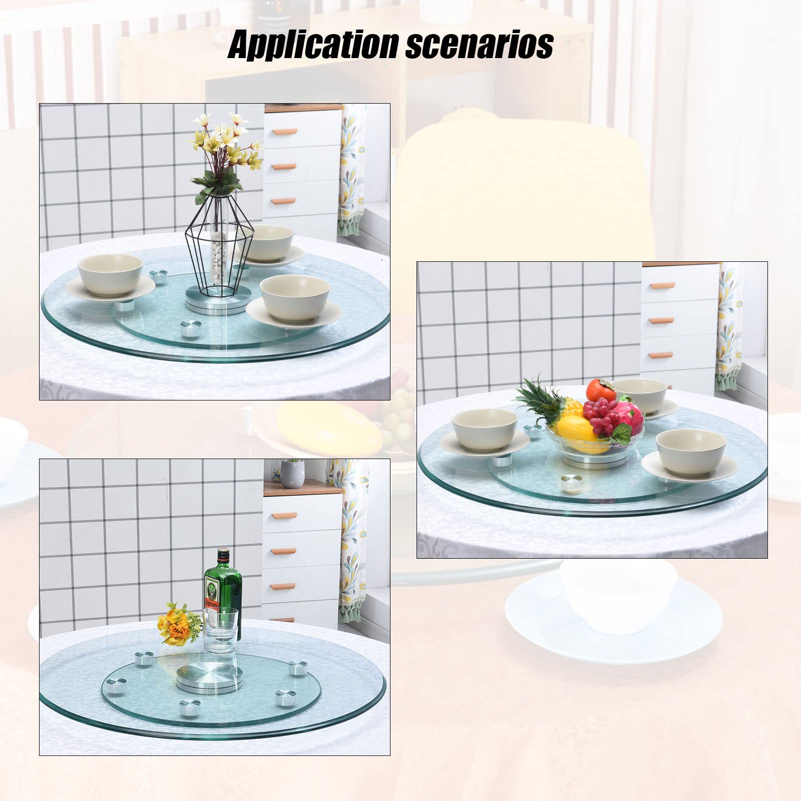 Premium 12-Inch White Tempered Glass Lazy Susan Turntable - 360° Rotating Serving Tray for Dining Table & Kitchen Countertop - Durable Reversible Glass Dish Rack for Spices, Condiments & Food Display (39x39x0.3 Inches) - Perfect for Family Dinners, Buffets & Entertaining Guests