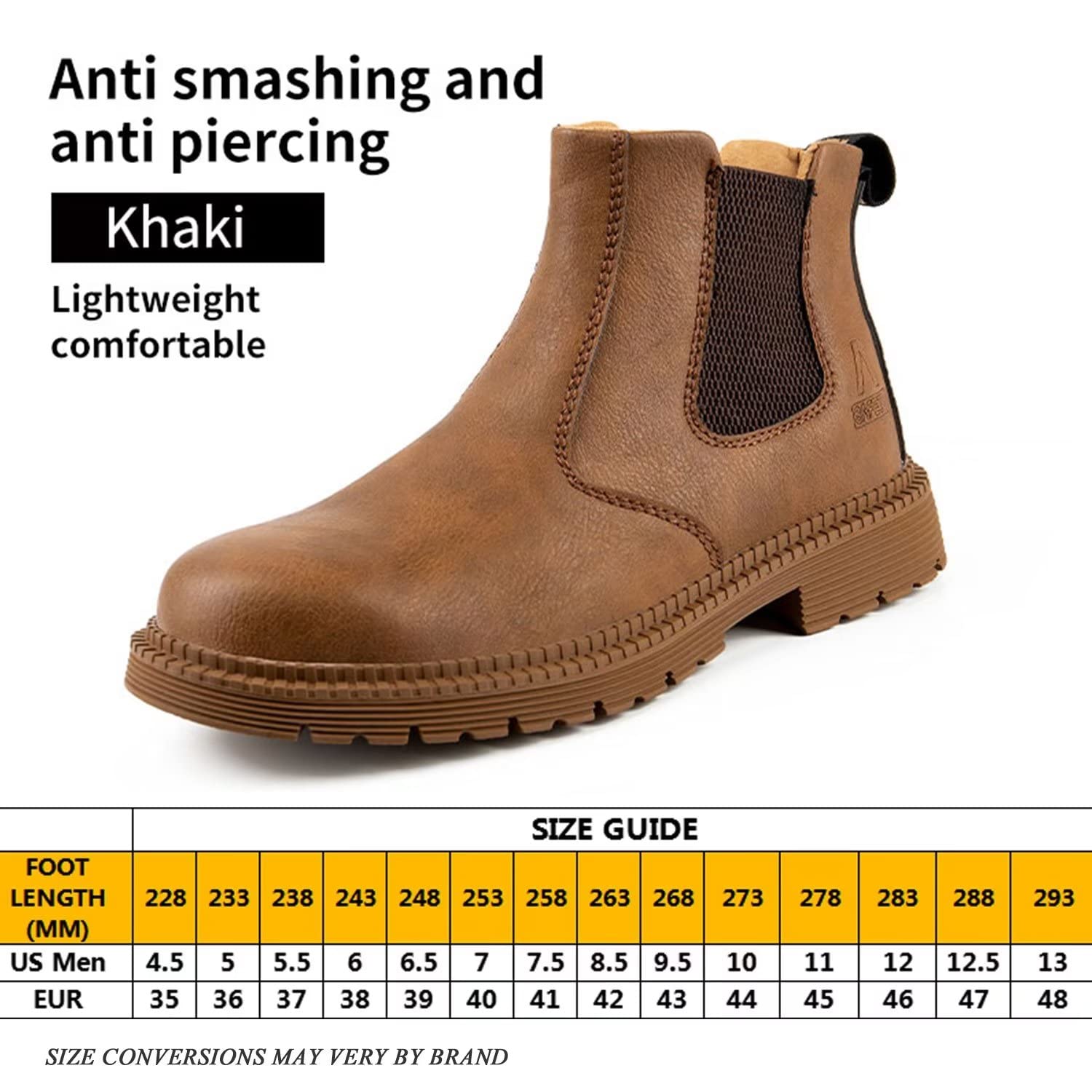**Tanleewa Men's Steel Toe Work Boots - Waterproof Leather Safety Shoes with Insulation & Non-Slip Sole for Construction, Hiking & Outdoor Work**