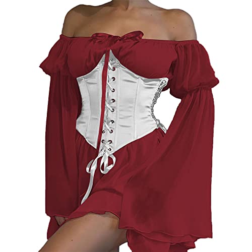 03-red+off White Corset