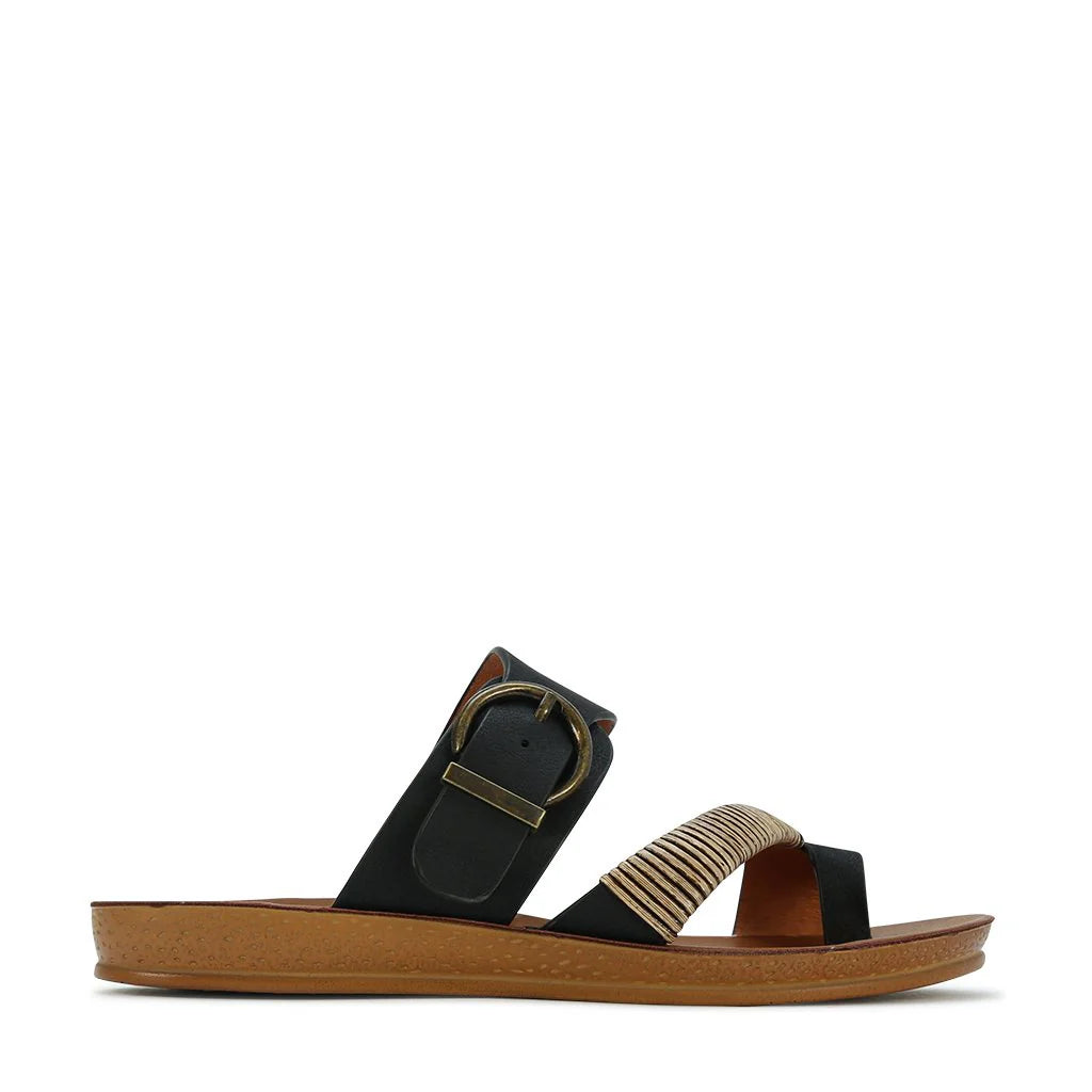 BRIAN Women's Black Sandals - Comfortable & Stylish Beach Footwear for Summer Vacations, Pool Parties, and Casual Outings