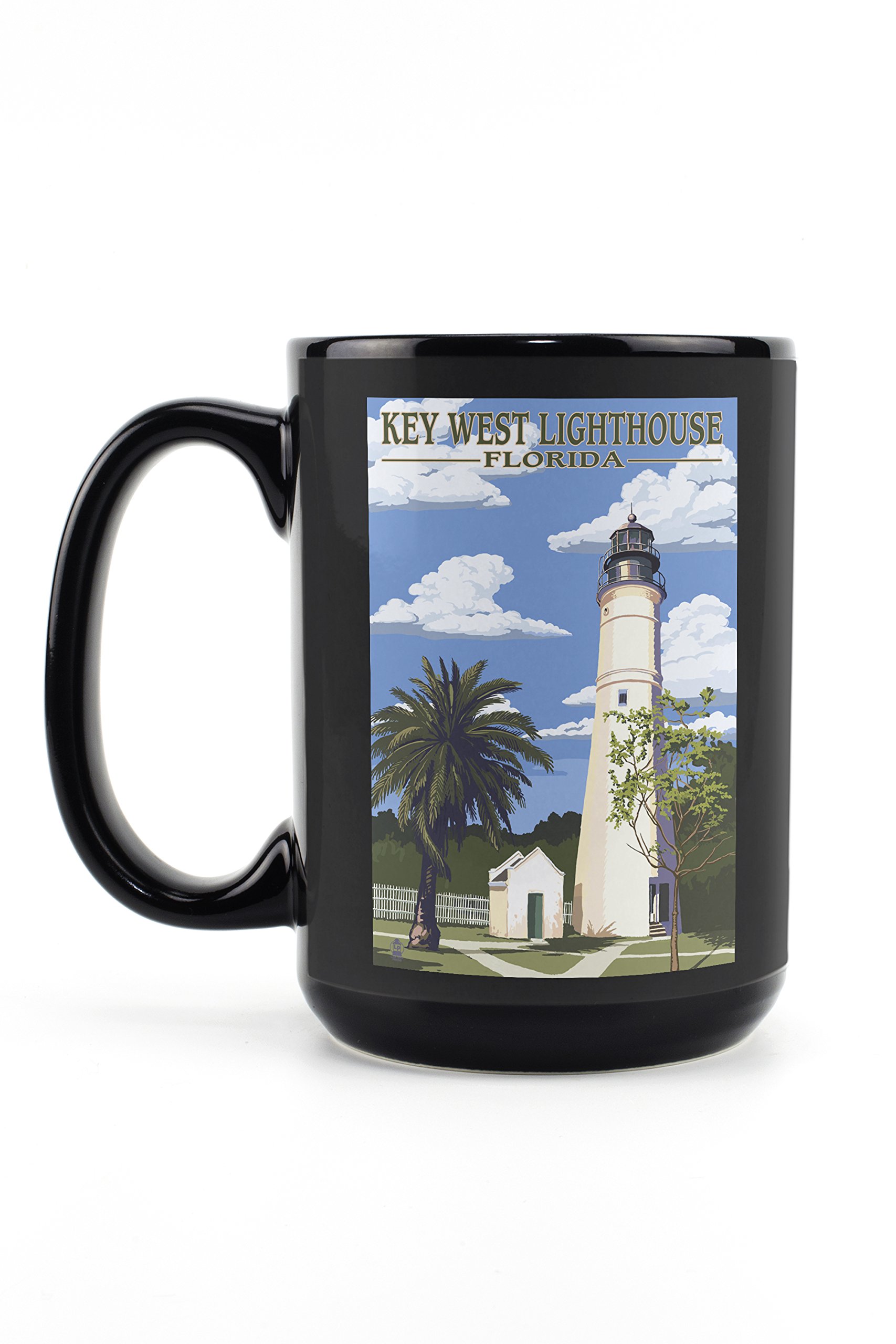 Lantern Press Key West Lighthouse Florida Day Scene Mug - 15oz Black Ceramic Coffee & Tea Cup | Dishwasher & Microwave Safe | Perfect for Home, Office & Gifts