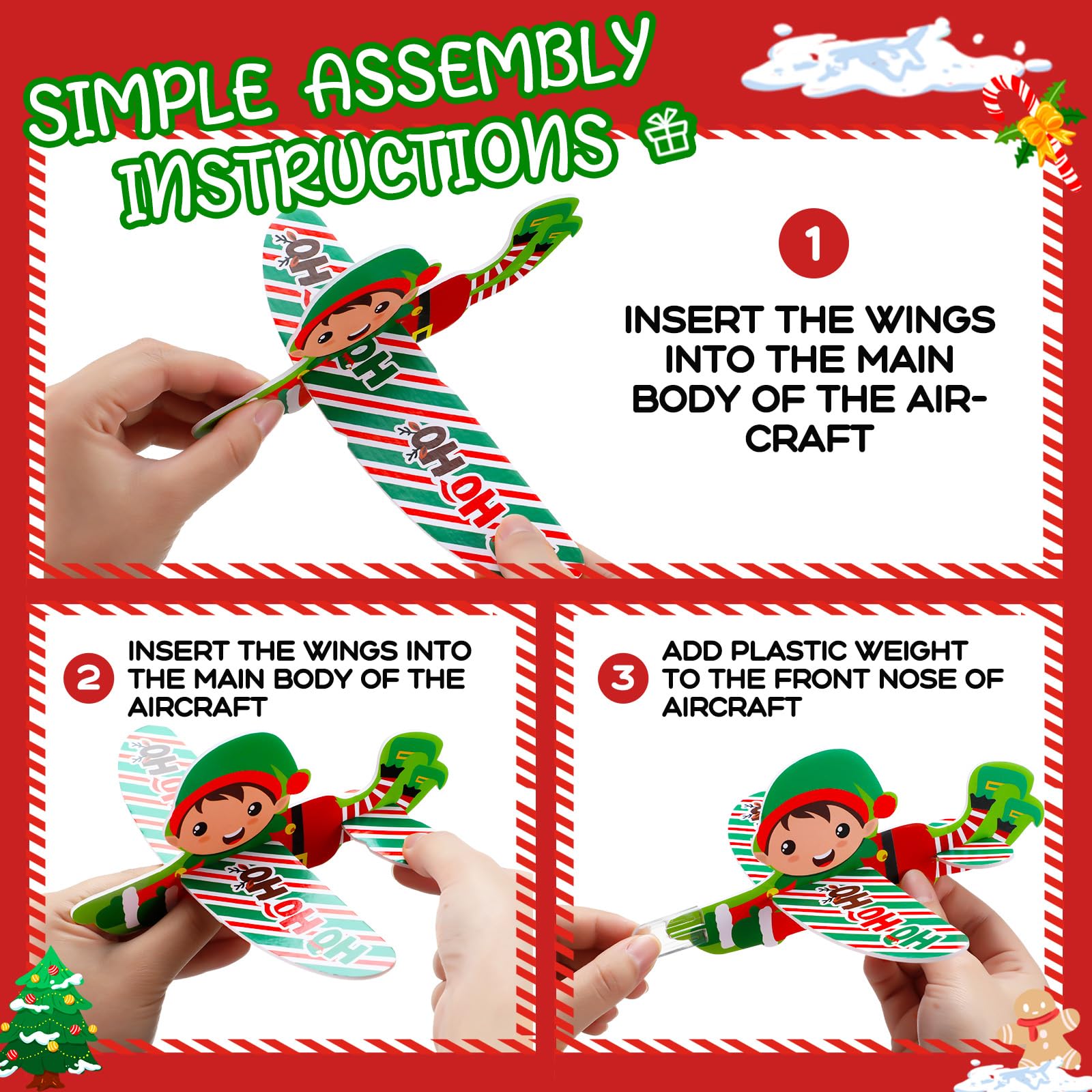 40 Pack Christmas Foam Glider Airplanes for Kids - Bulk Flying Toy Planes for Stocking Stuffers, Xmas Party Favors & Classroom Activities - Fun Outdoor/Indoor Play for Home, School & Holiday Gatherings