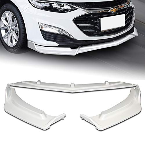 EPARTS Front Bumper Body Kit Spoiler Lip for 2019-2021 Chevrolet Malibu - Painted White Replacement Part - Perfect for Car Upgrades & Street Racing Style