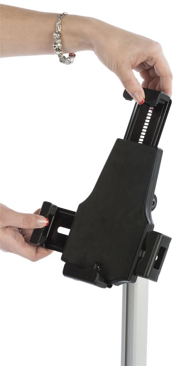 Adjustable iPad Tablet Stand with Locking Enclosure - Height Adjustable, Rotating & Tilting Floor Kiosk for Retail, Restaurant, and Office Use