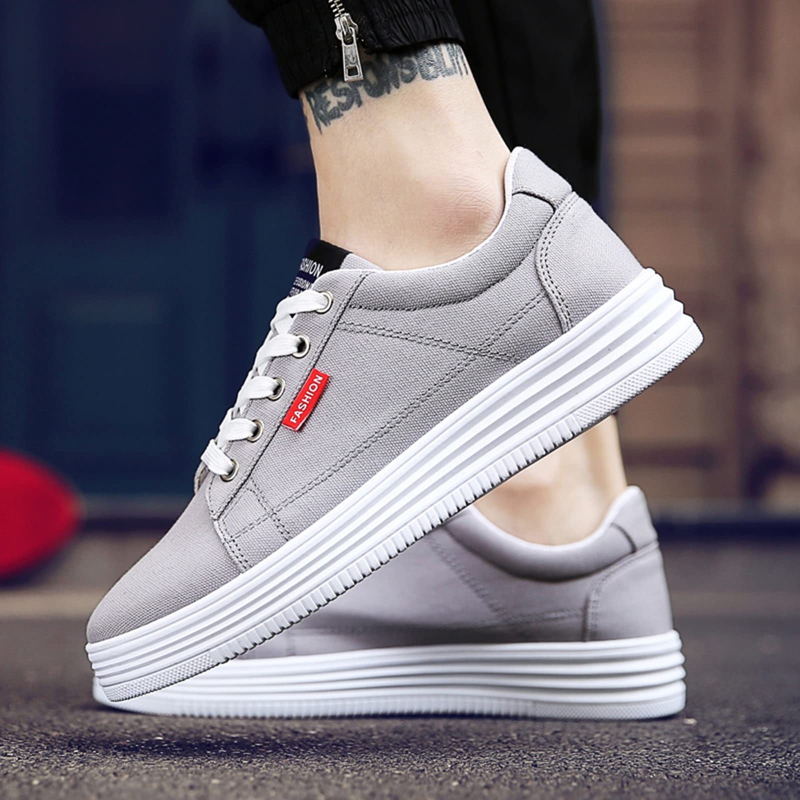 DUHGBNE Men's High Sole Canvas Sneakers - Breathable Casual Sports Shoes for Walking, Running & Winter Wear | Lightweight & Comfortable for Daily Use