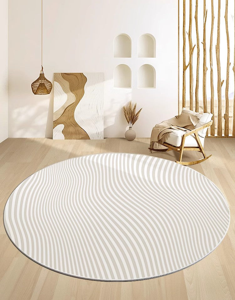 Modern Round Area Rugs - Thick Plush Circular Carpet for Living Room, Bedroom & Dining Room - Non-Slip Coffee Table Rug - Boho Chic Home Decor for Cozy Interior Design