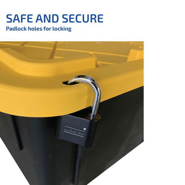 27 Gallon Lockable Storage Bins - Set of 5 | Secure Plastic Storage Containers for Home, Garage & Office Organization