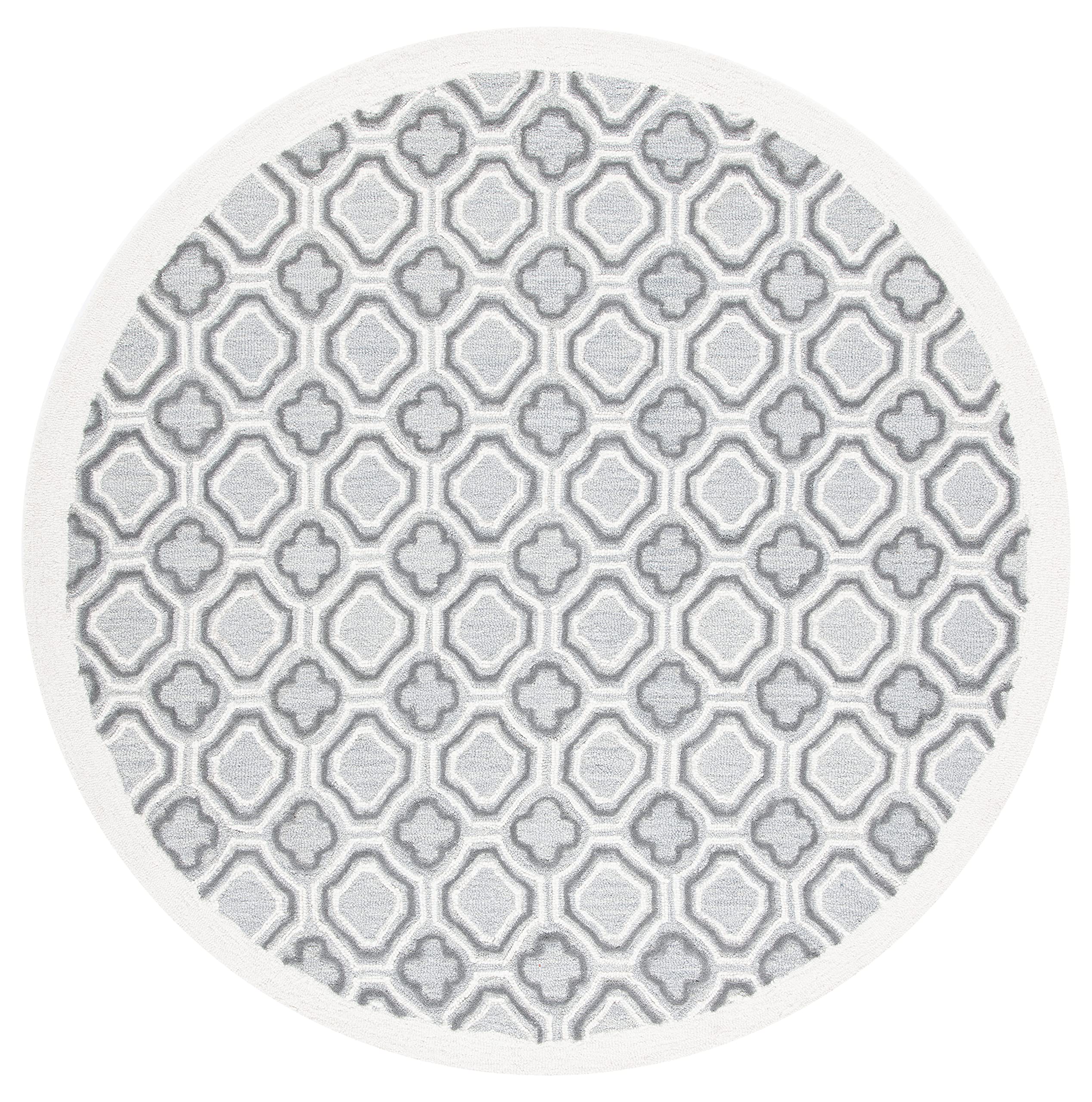 SAFAVIEH Metro Collection 6' Round Ivory Grey Wool Area Rug - Handmade Premium Quality for Living Room, Dining Room, Bedroom & Entryway Decor