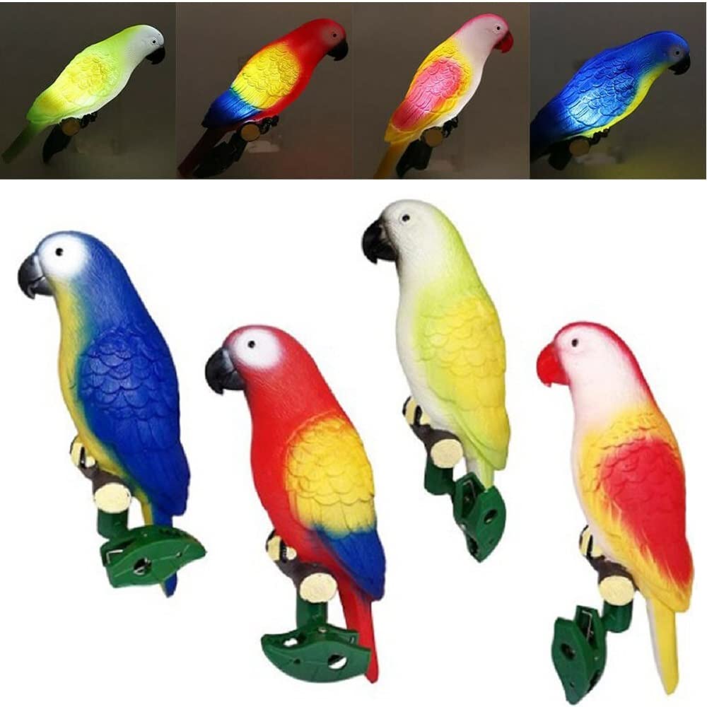 4pcs Solar Parrot Lights - Waterproof Outdoor Garden Decor with Flexible Clip for Patio, Yard, Lawn, Pathway & Tree - Perfect for Backyard Parties, Landscape Lighting & Nighttime Ambience