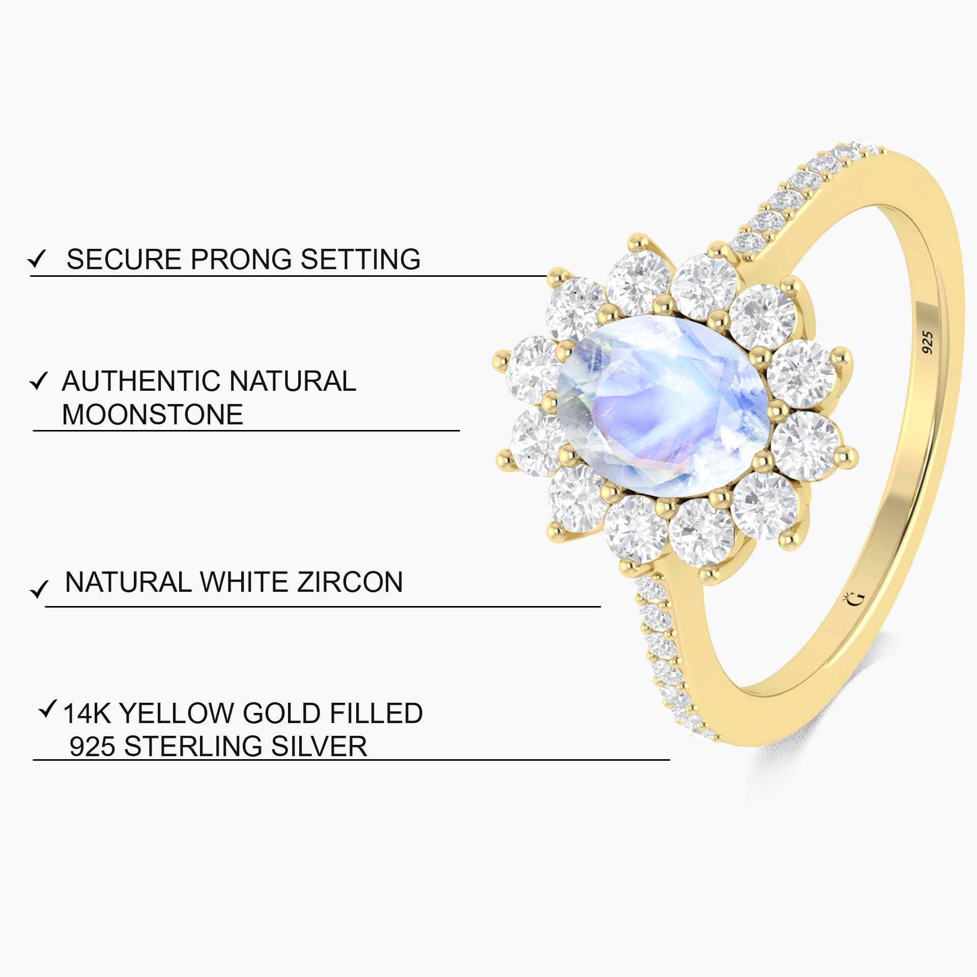 Stunning White Rainbow Moonstone Gold Wedding Ring for Women - Elegant Bridal Jewelry for Engagement, Anniversary & Special Occasions