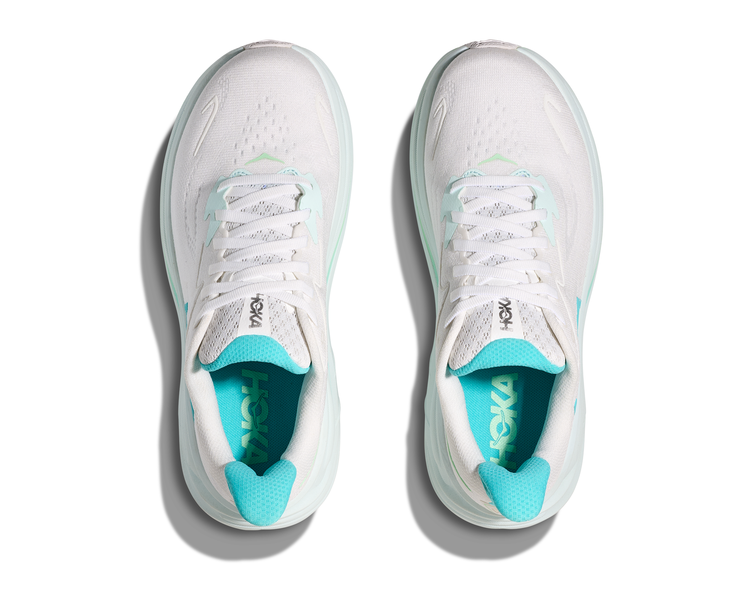 HOKA Women's Clifton 10 WIDE Running Shoes - White/Cielo Blue - Lightweight Cushioned Sneakers for Road Running, Jogging & Gym Workouts