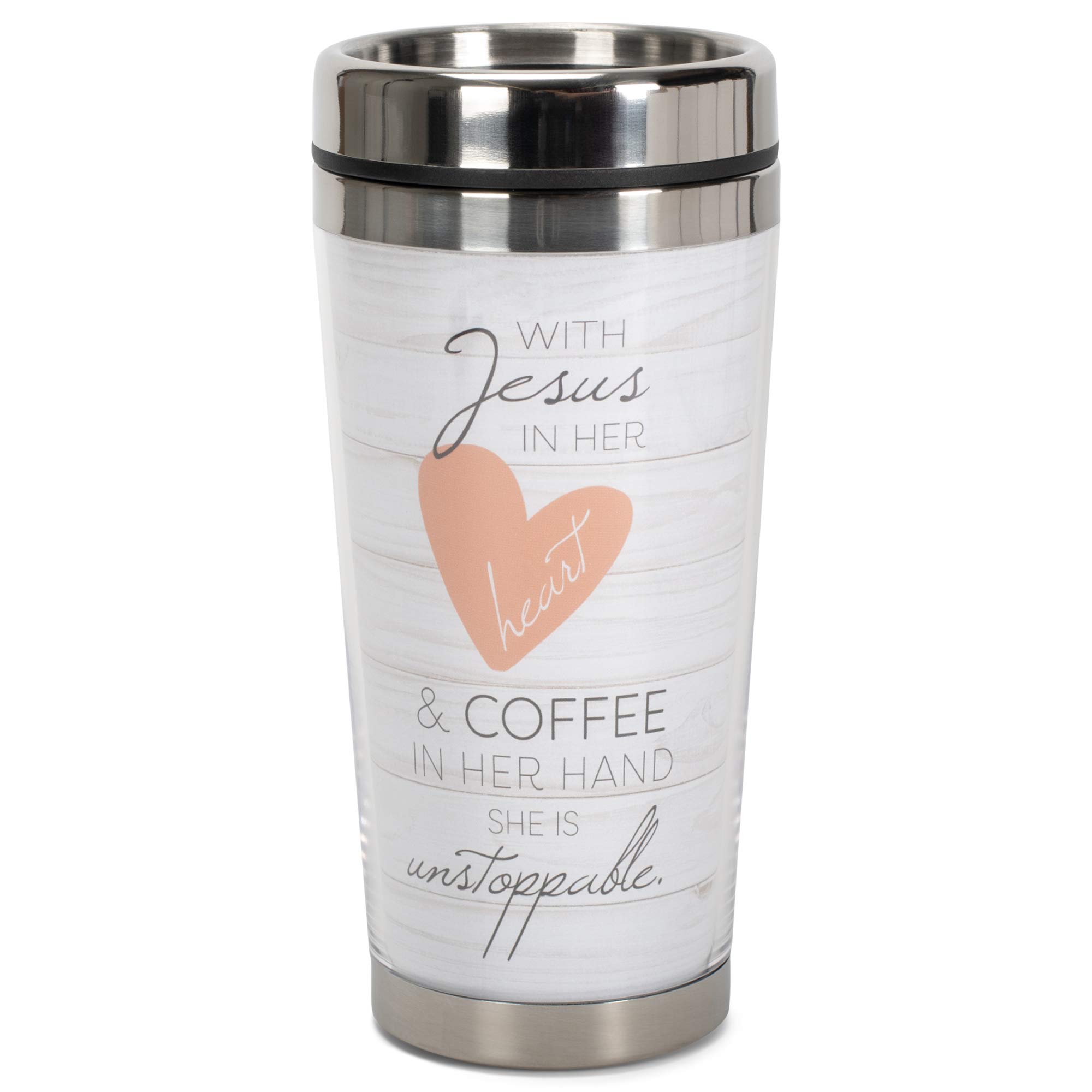 Jesus and Coffee She is Unstoppable 16oz Stainless Steel Travel Tumbler - Insulated Mug for Hot & Cold Drinks - Perfect for Church, Work, Gym & Outdoor Activities