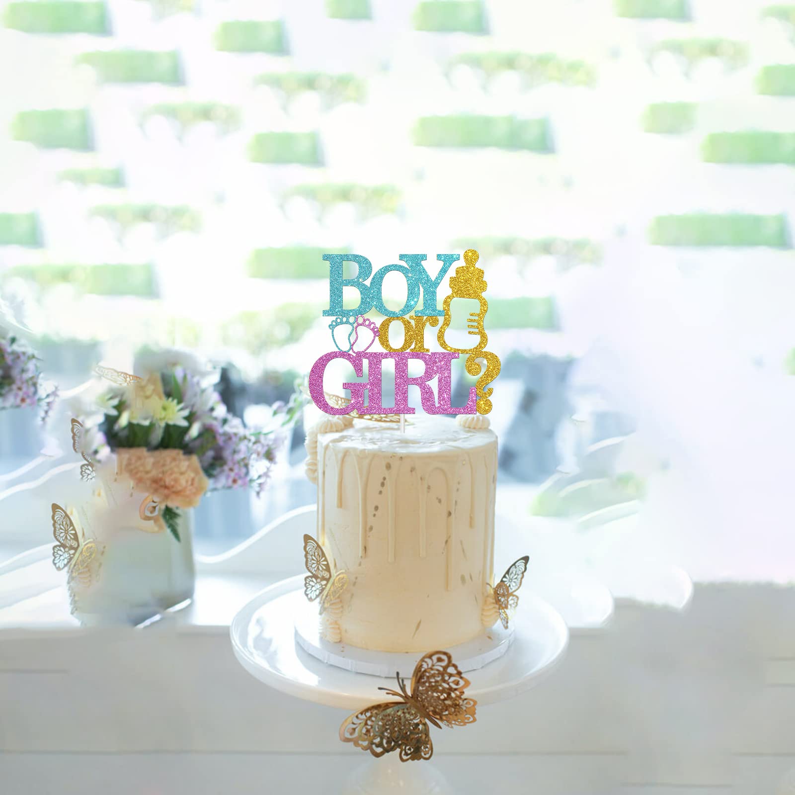 Baby Shower Cake Topper - Gender Reveal Party Decorations for Boys & Girls - Birthday Cake Decor - Perfect for Gender Reveal Parties, Baby Showers & Birthday Celebrations