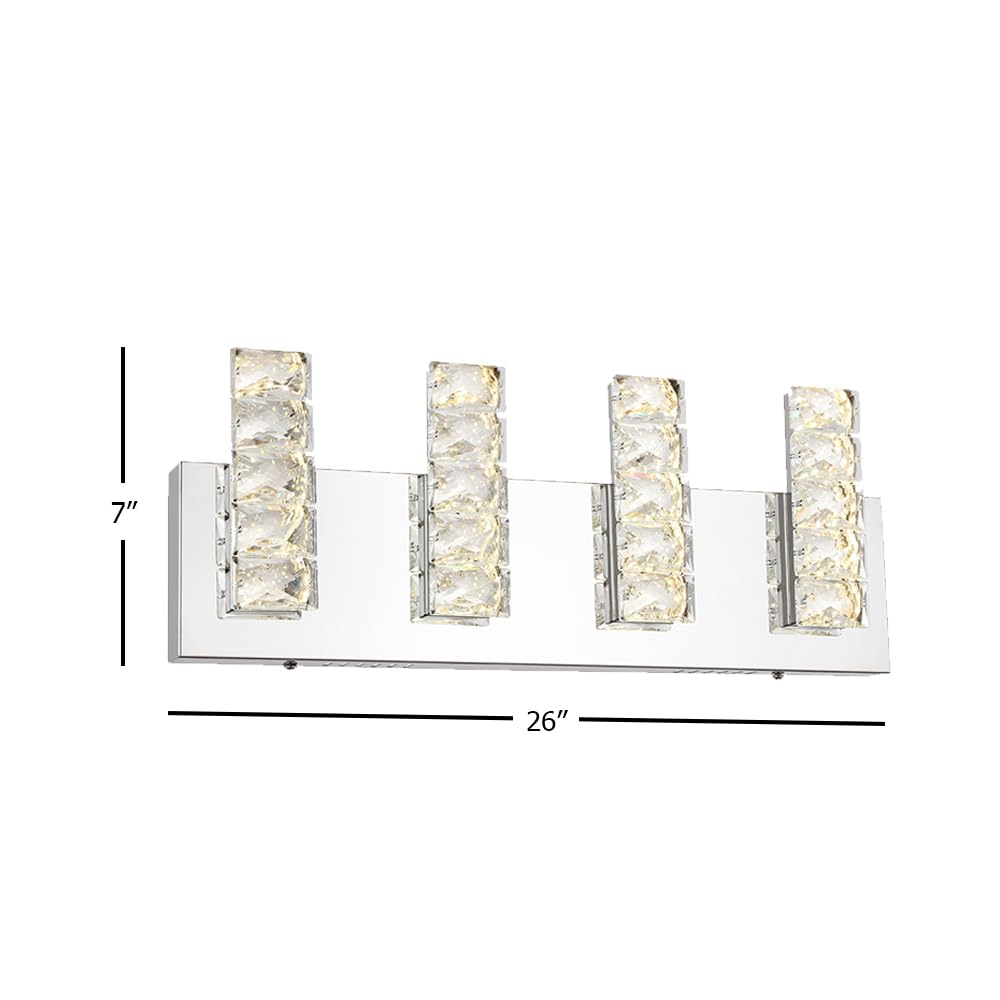FT36W26CH 36W LED Bathroom Vanity Light Fixture - Chrome Finish - Perfect for Bathroom Mirror Lighting, Makeup Vanity & Modern Home Decor