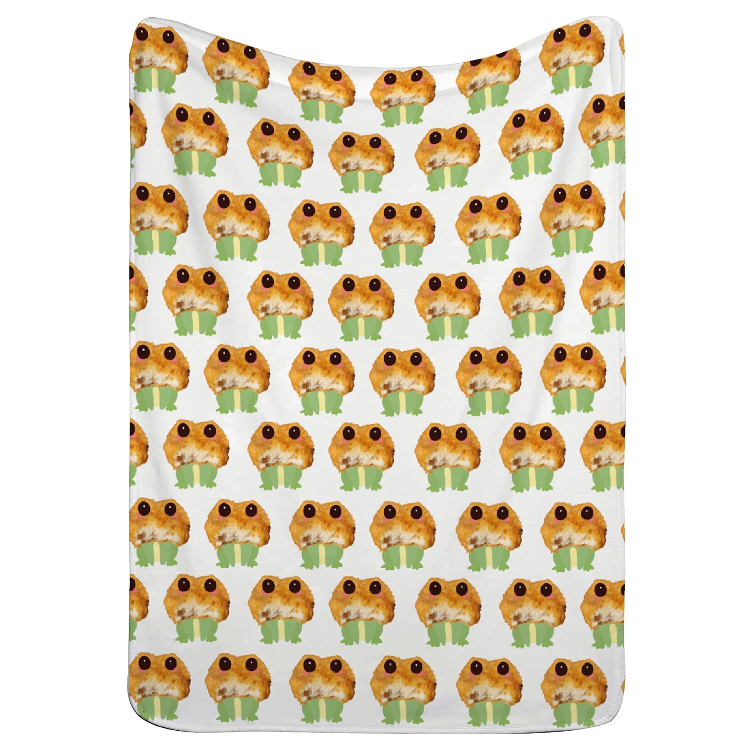 NIUJINMALI Frog Chicken Nugget Pattern Soft Flannel Throw Blanket - Lightweight Fleece Blanket for Bed, Sofa & Travel - 60