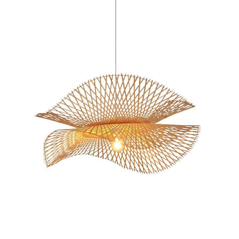 Handmade Bamboo Frame Pendant Light - Natural Rattan Hanging Lamp for Dining Room, Bedroom & Living Room Decor - Eco-Friendly Boho Ceiling Lighting Fixture
