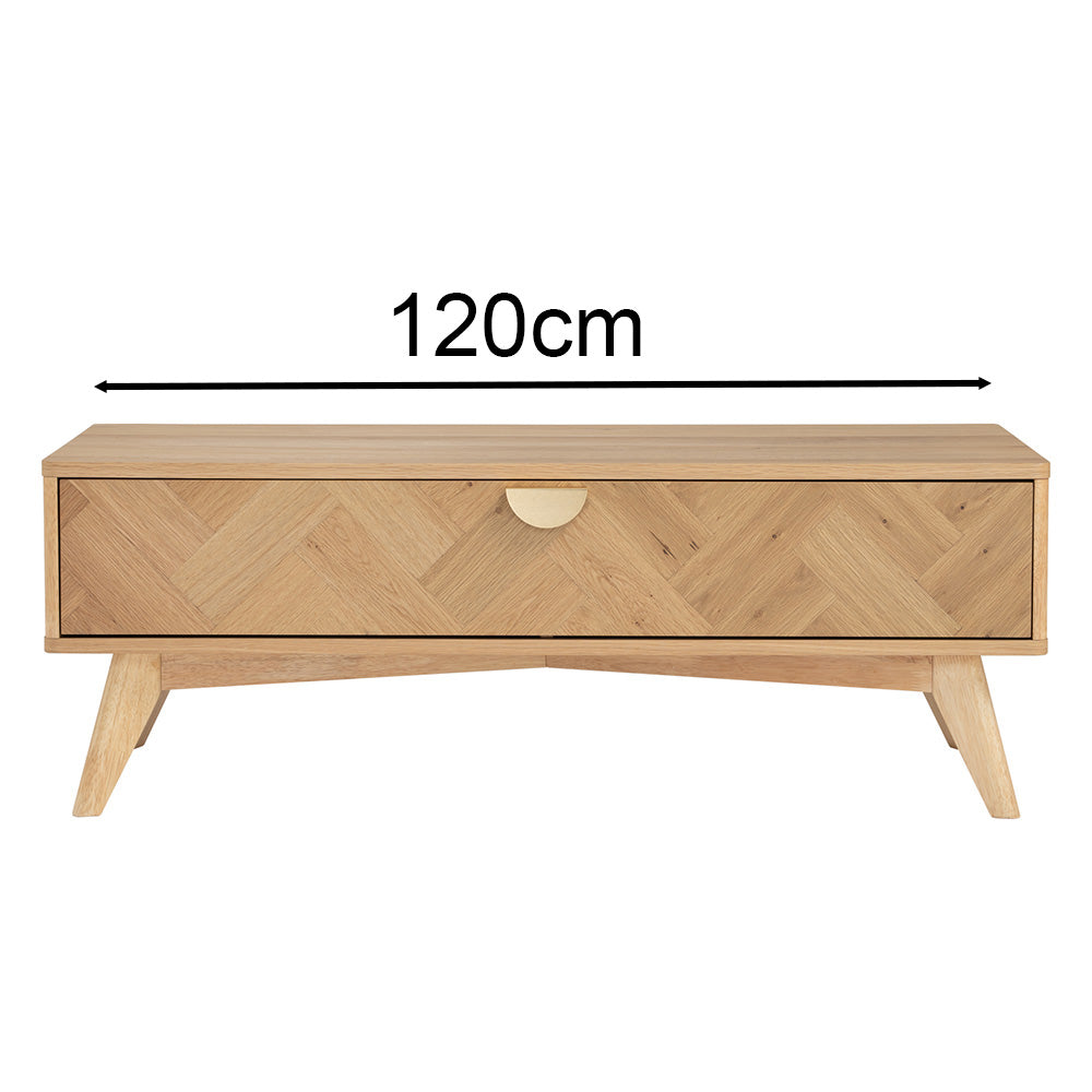 LOFTUS 120cm Oak Entertainment TV Stand - Modern TV Console for Living Room, Bedroom & Home Theater