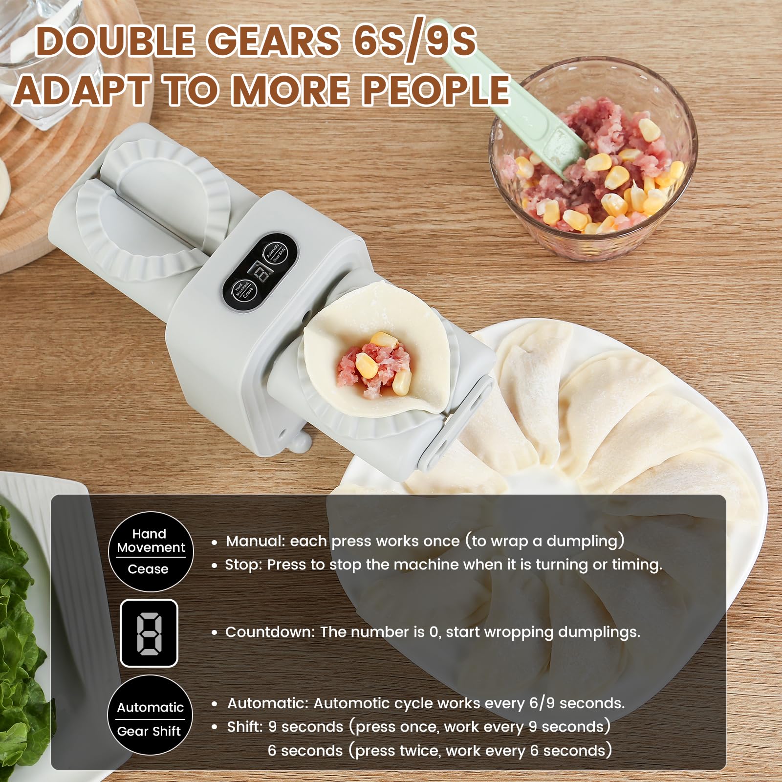 Electric Dumpling Maker Machine - Adjustable & Easy to Use Kitchen Appliance for Homemade Dumplings, Wontons & Pastries | Perfect for Family Cooking, Meal Prep & Asian Cuisine (Gray)