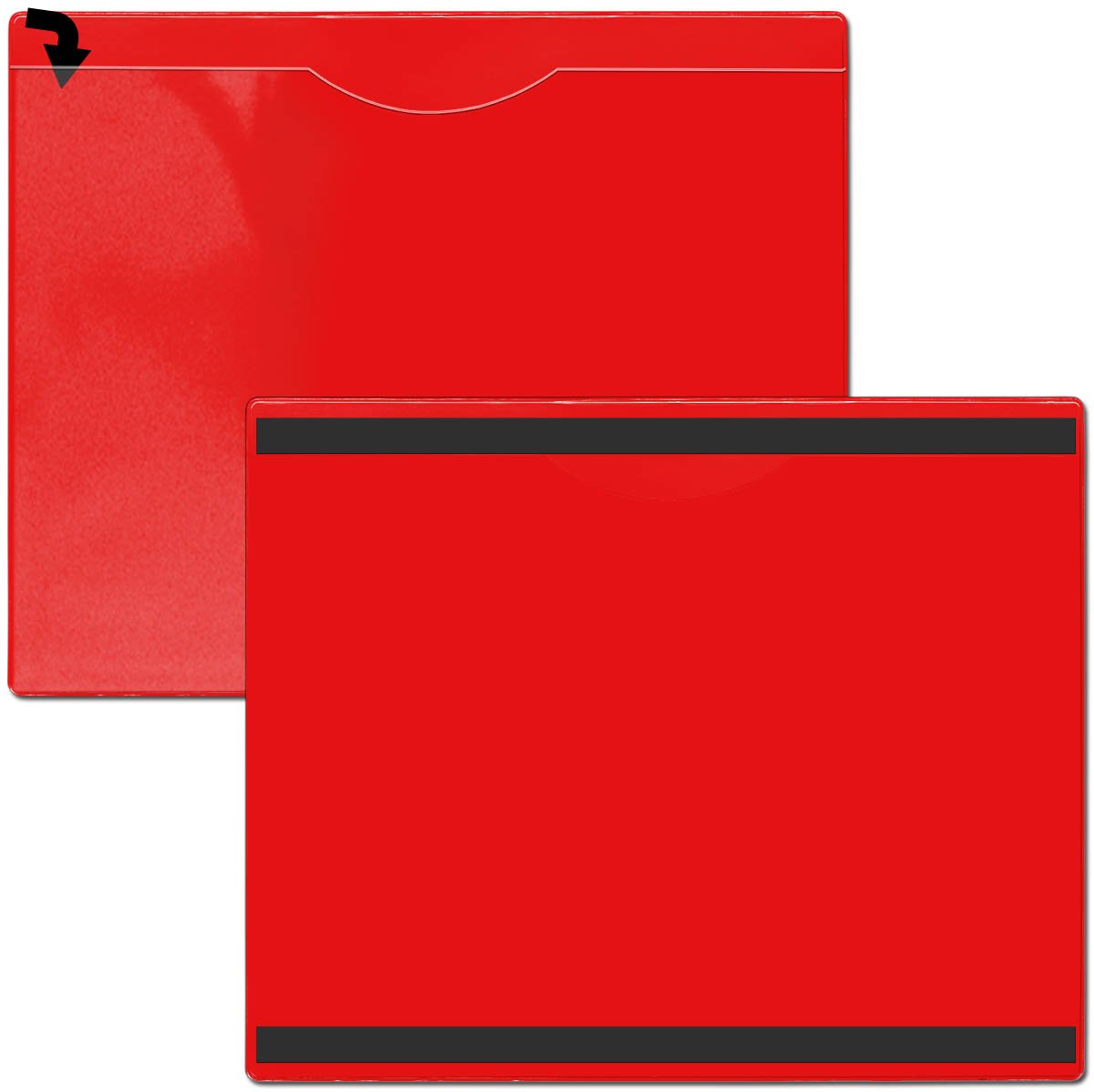 StoreSMART Magnetic Back File Jackets - 25-Pack Heavy Duty Document Holders with Red Plastic Back & Clear Front - Perfect for Office Organization, School Projects, and Business Filing Systems