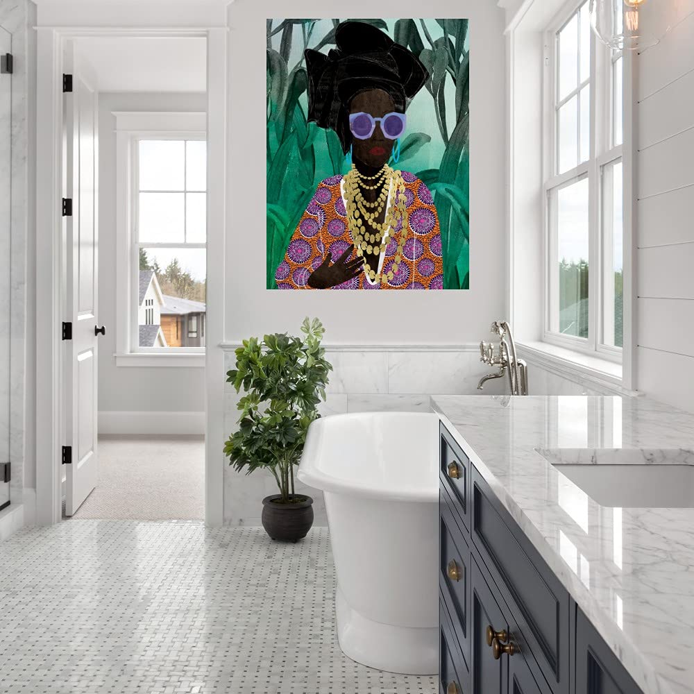 Queen of Tropics Canvas Wall Art by Nikki Chu - 24x32 Inches Tropical Fine Art Print for Living Room, Bedroom, Office Decor - Ready to Hang Beach Theme Painting for Coastal, Boho & Vacation Home Decor