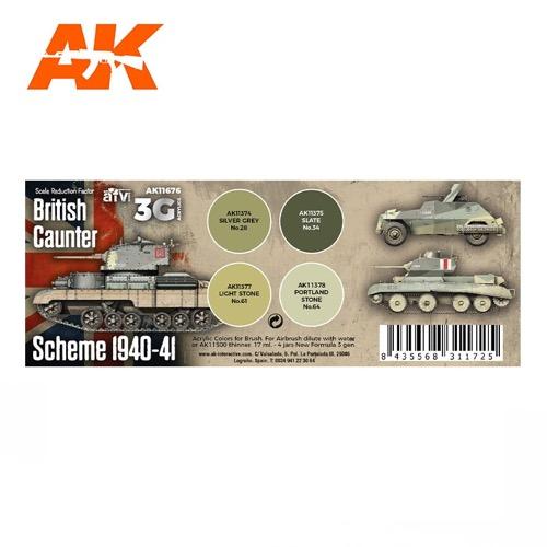 AK Interactive AK11676 AFV Series British Caunter Scheme 1940-1941 Acrylic Paint Set (3rd Gen) - Perfect for Military Model Kits, Historical Dioramas & Scale Modeling Projects