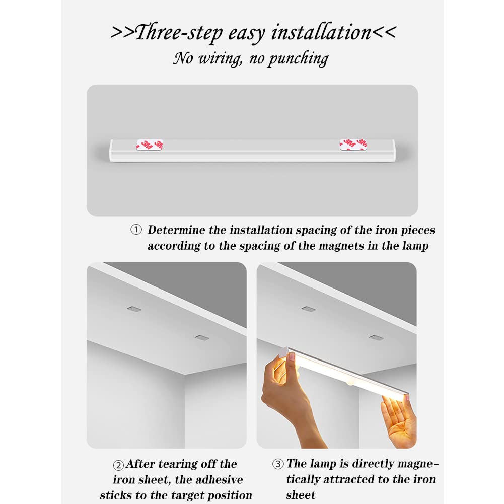 14 LED Motion Sensor Light Indoor - USB Dimmable Closet Light, Under Cabinet Lighting with Magnetic Base - Stick-On Anywhere Night Light for Wardrobe, Stairs, Bedroom, Hallway & Kitchen (2 Pack, Warm White) - Perfect for Dark Spaces, Safety Lighting & Energy-Efficient Home Use