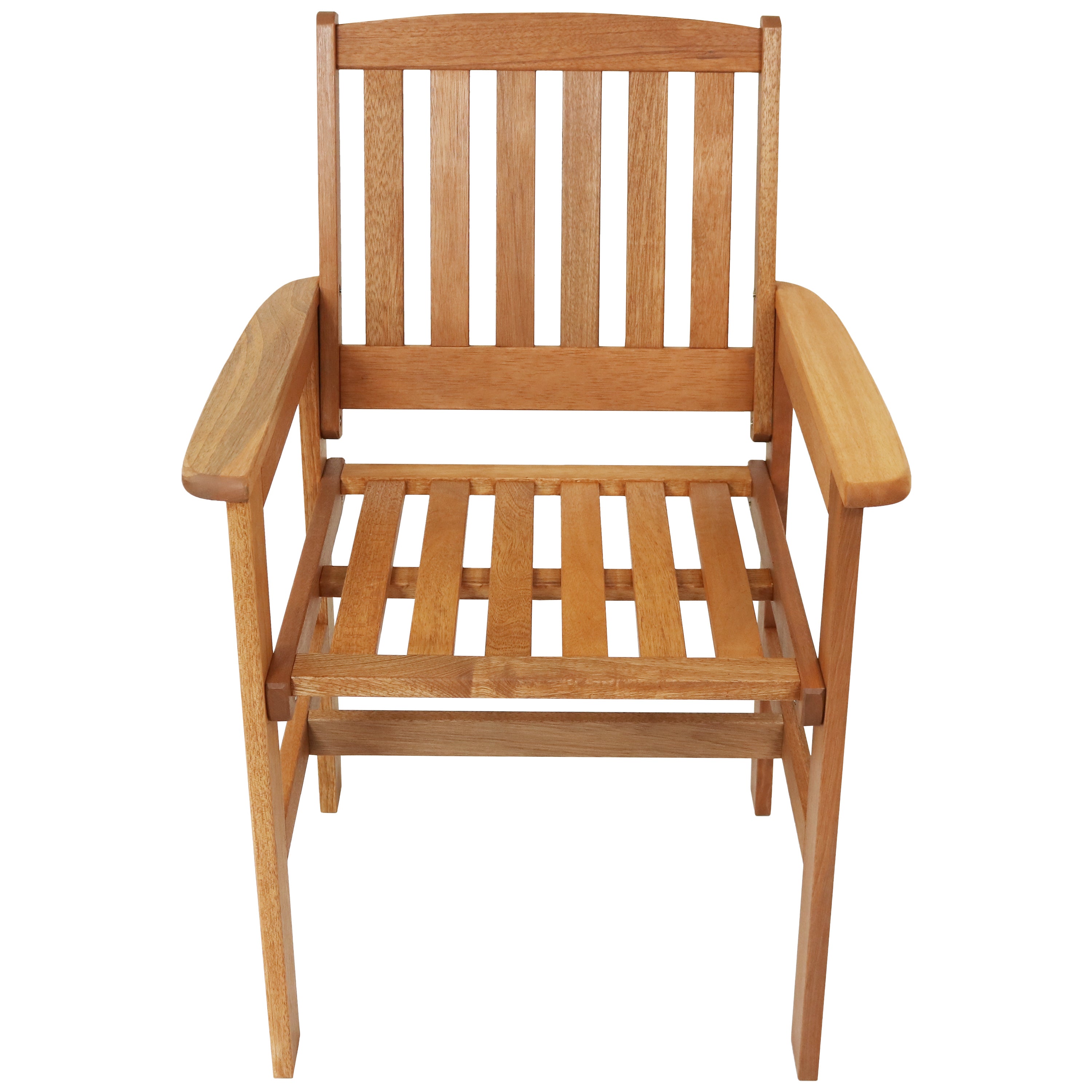 Sunnydaze Meranti Wood 3-Piece Outdoor Patio Conversation Set - Durable Garden Furniture for Backyard, Deck, or Poolside Relaxation