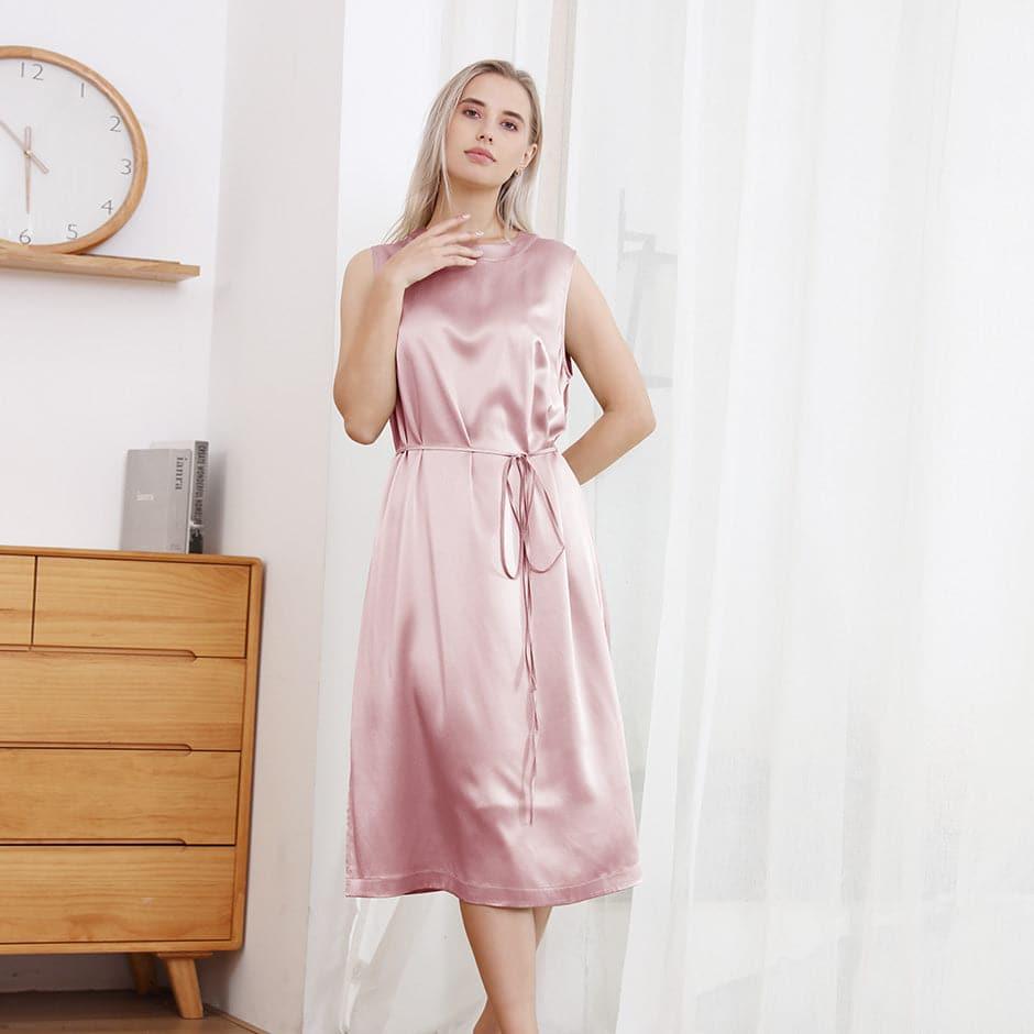22 Momme Pure Silk Crew Neck Midi Dress for Women - Elegant & Comfortable Silk Dress for Casual Wear, Office, Parties & Special Occasions