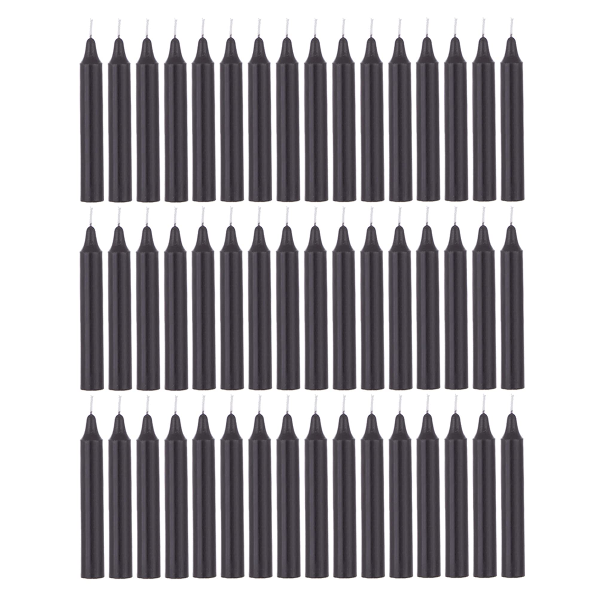 Premium Unscented Black Taper Candles - 48 Pack of 5