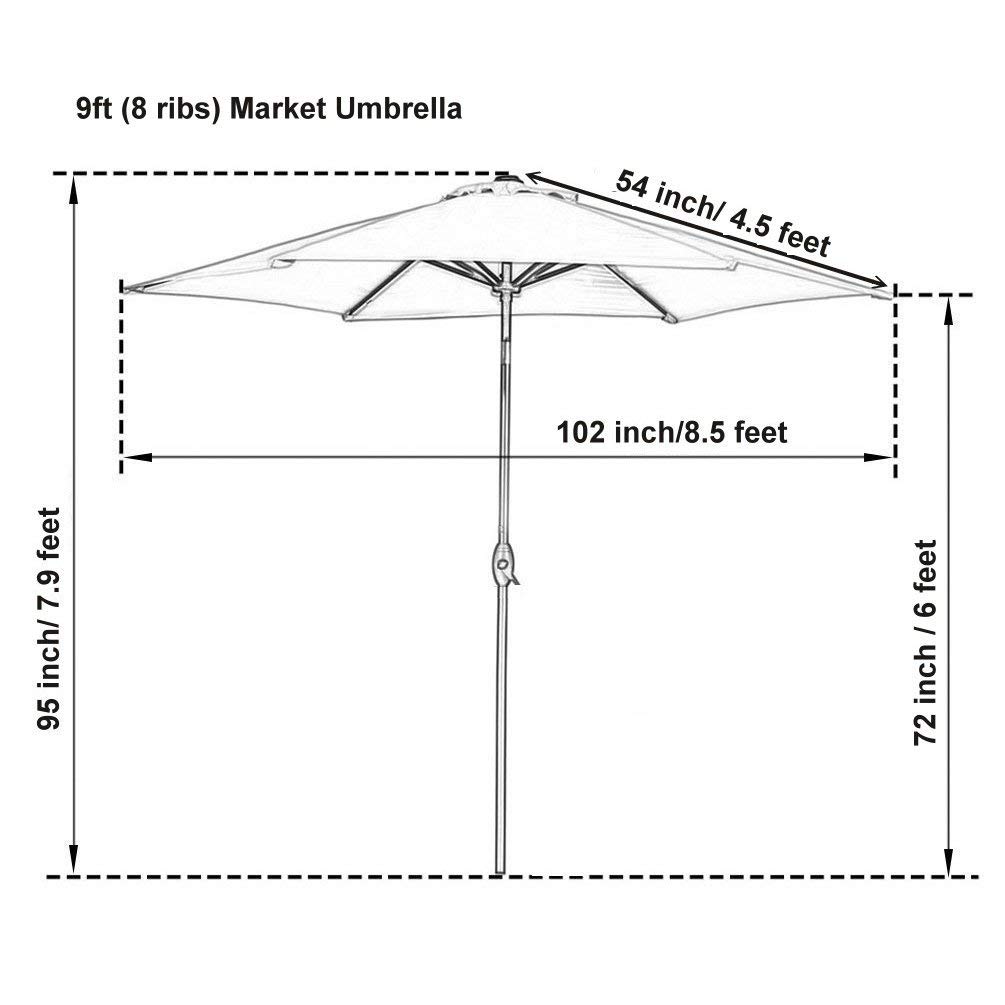 9FT Aluminum Outdoor Patio Umbrella with Auto Tilt & Crank - Heavy Duty Market Umbrella for Deck, Poolside, Garden - Tiki Thatched Design for Tropical Backyard Decor