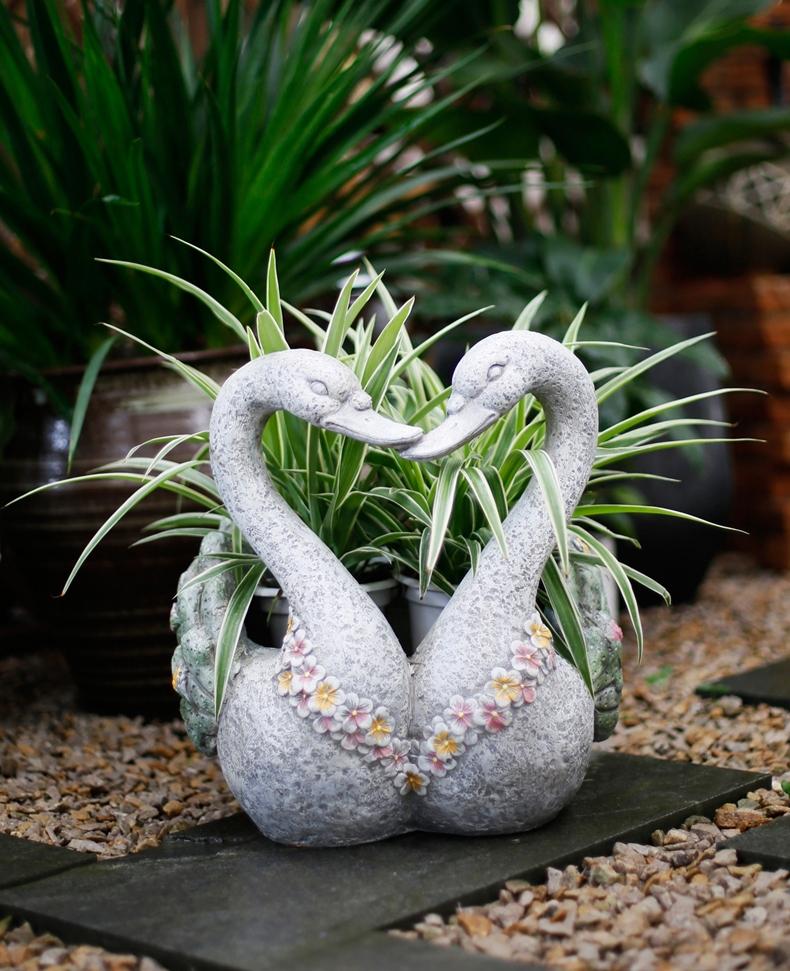 Extra Large Swan Statue for Garden Decor - Elegant Outdoor Animal Sculpture, Villa Courtyard Ornament & Flower Pot Holder | Perfect for Swan Lovers, Patio Decorations & Landscape Design Ideas