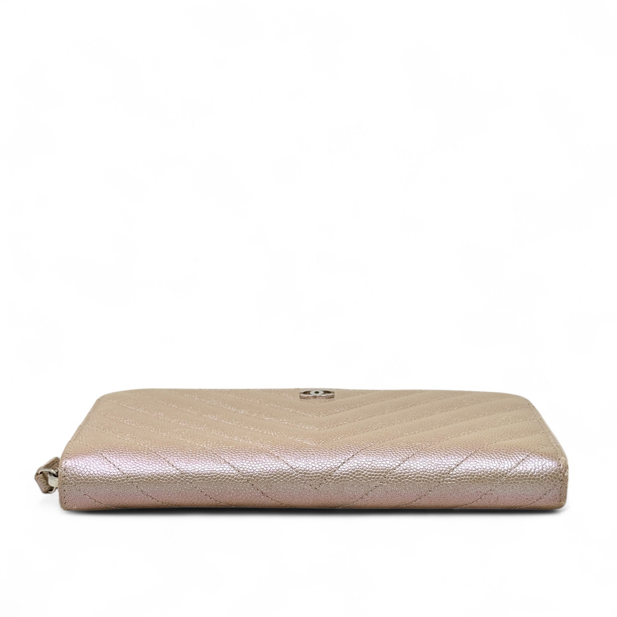 Chanel 17B Rose Gold Chevron Zip Wallet - Luxury Designer Wallet for Women | Perfect for Everyday Use, Travel & Special Occasions