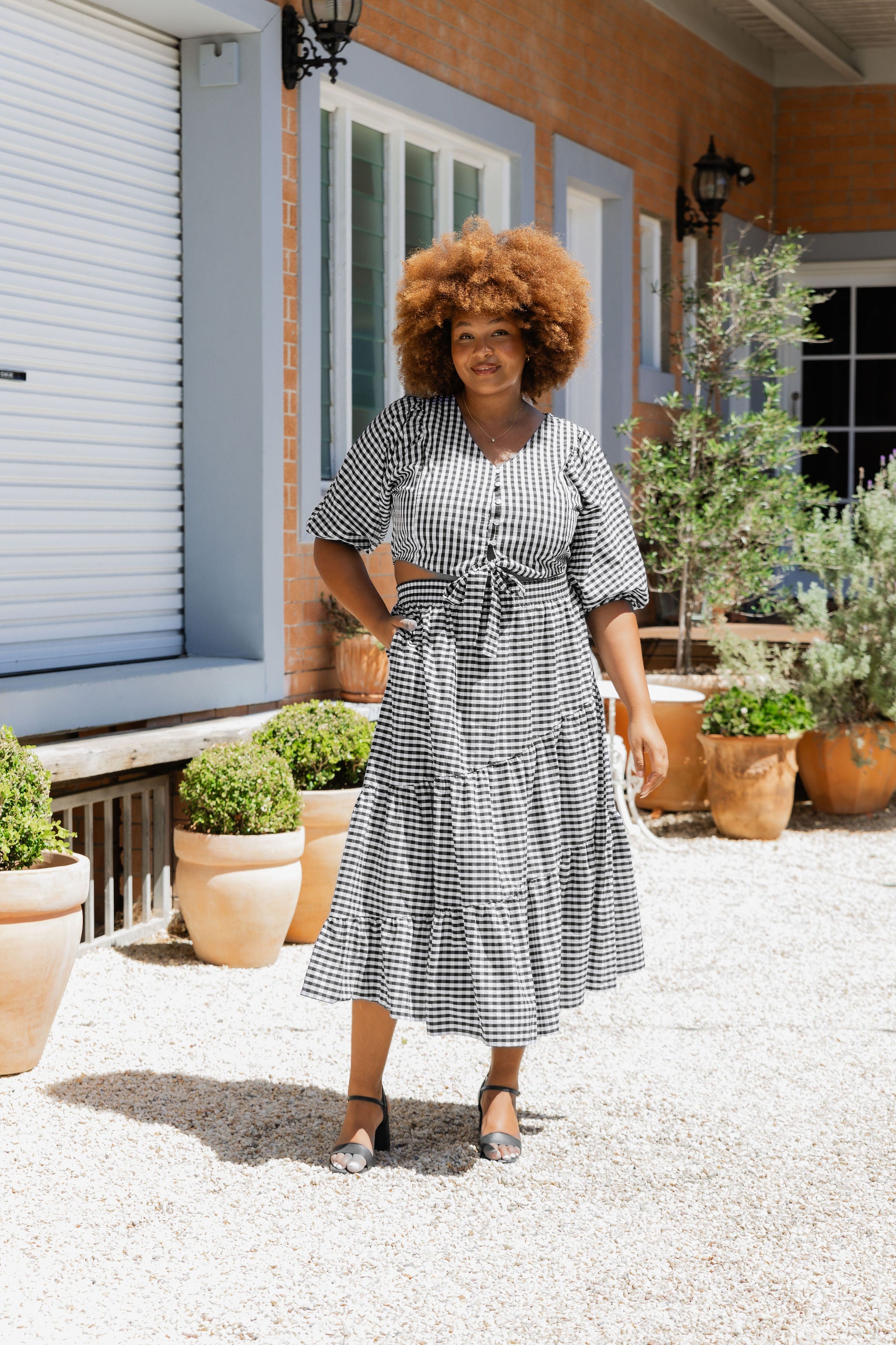Penelope Top - Black & White Gingham Checkered Blouse for Women | Casual Summer Tops for Outing, Dating & Office Wear