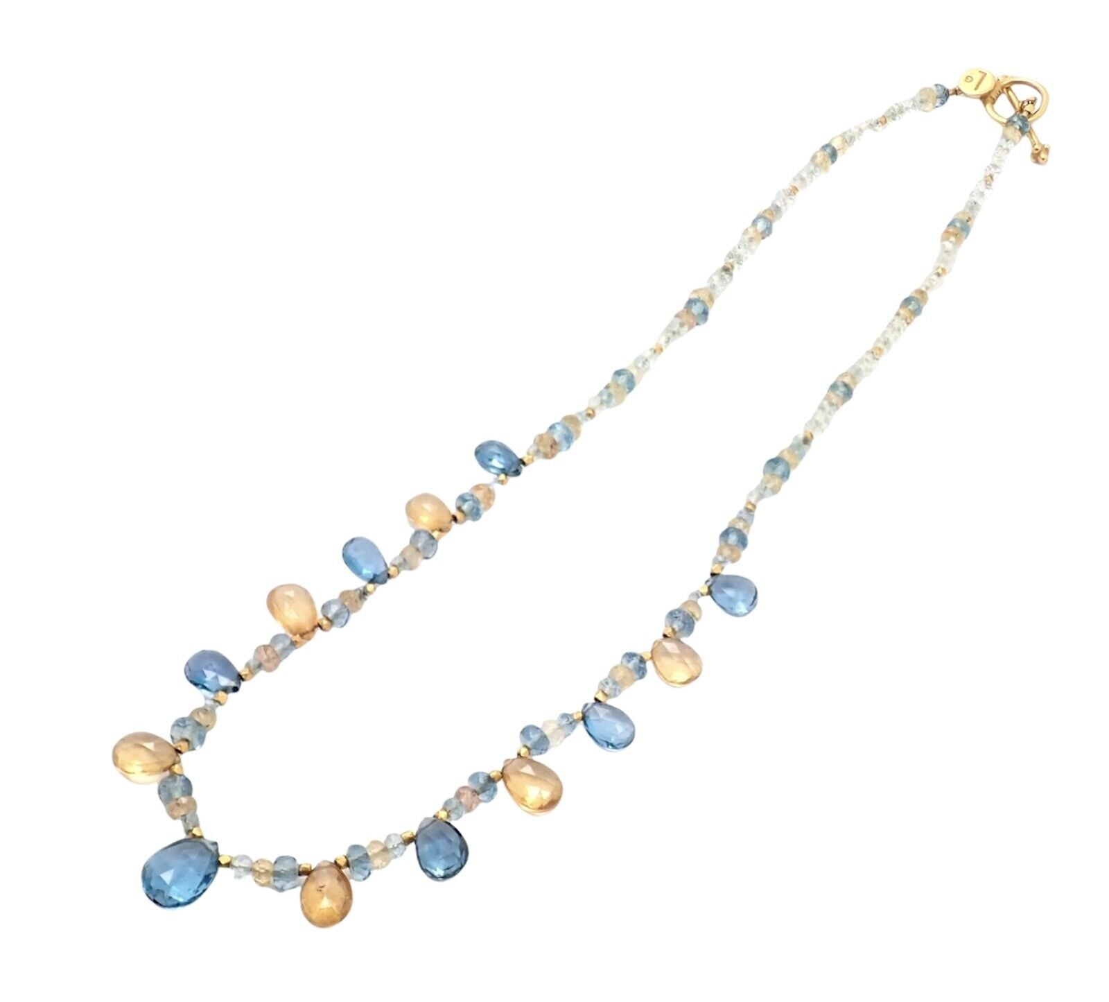 22K Yellow Gold Citrine and Blue Topaz Necklace for Women - Elegant Gemstone Jewelry for Parties, Weddings & Special Occasions