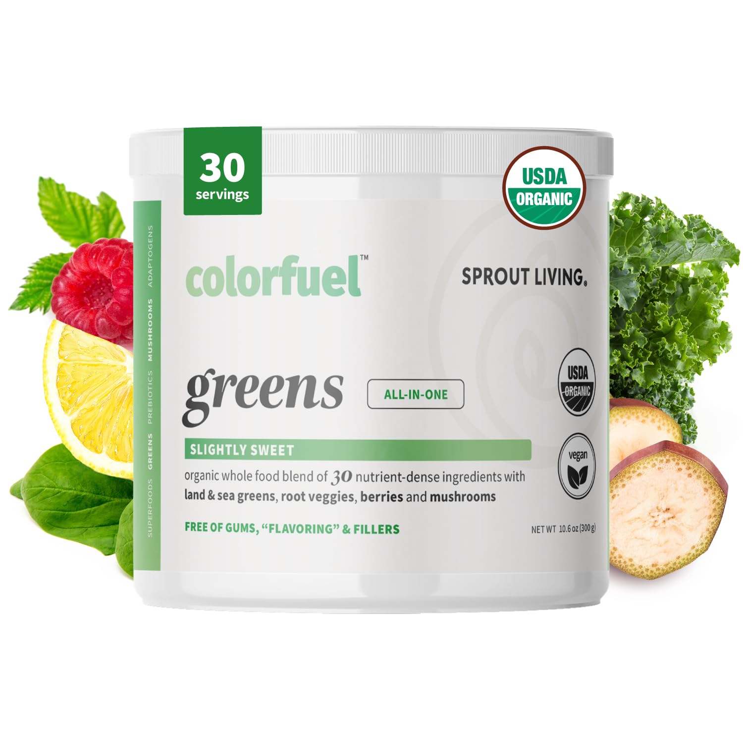 Sprout Living Organic Superfoods Greens Powder - Plant-Based Digestive Support & Detox Blend for Smoothies, Juices & Wellness Drinks